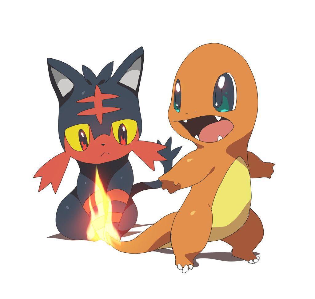 Litten and Charmander. Pokemon. Pokémon