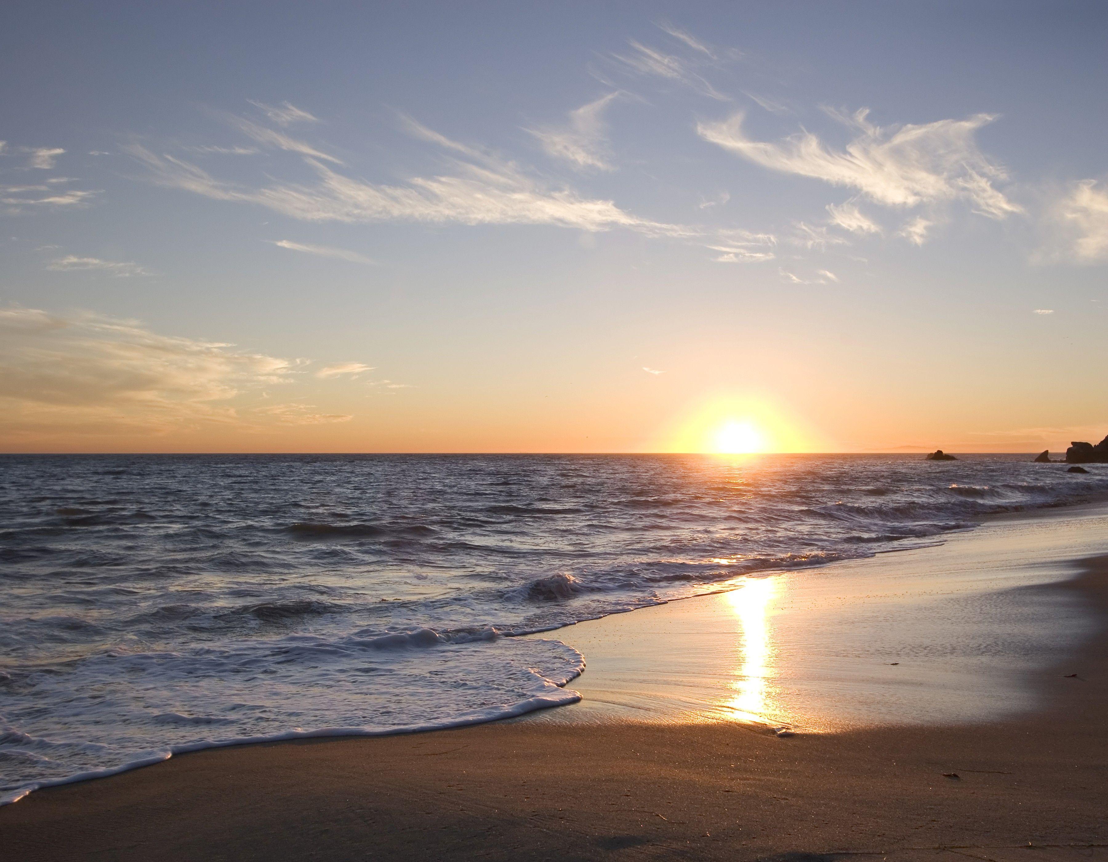 Beaches: Malibu Sunset Beach Ocean California High Resolution for