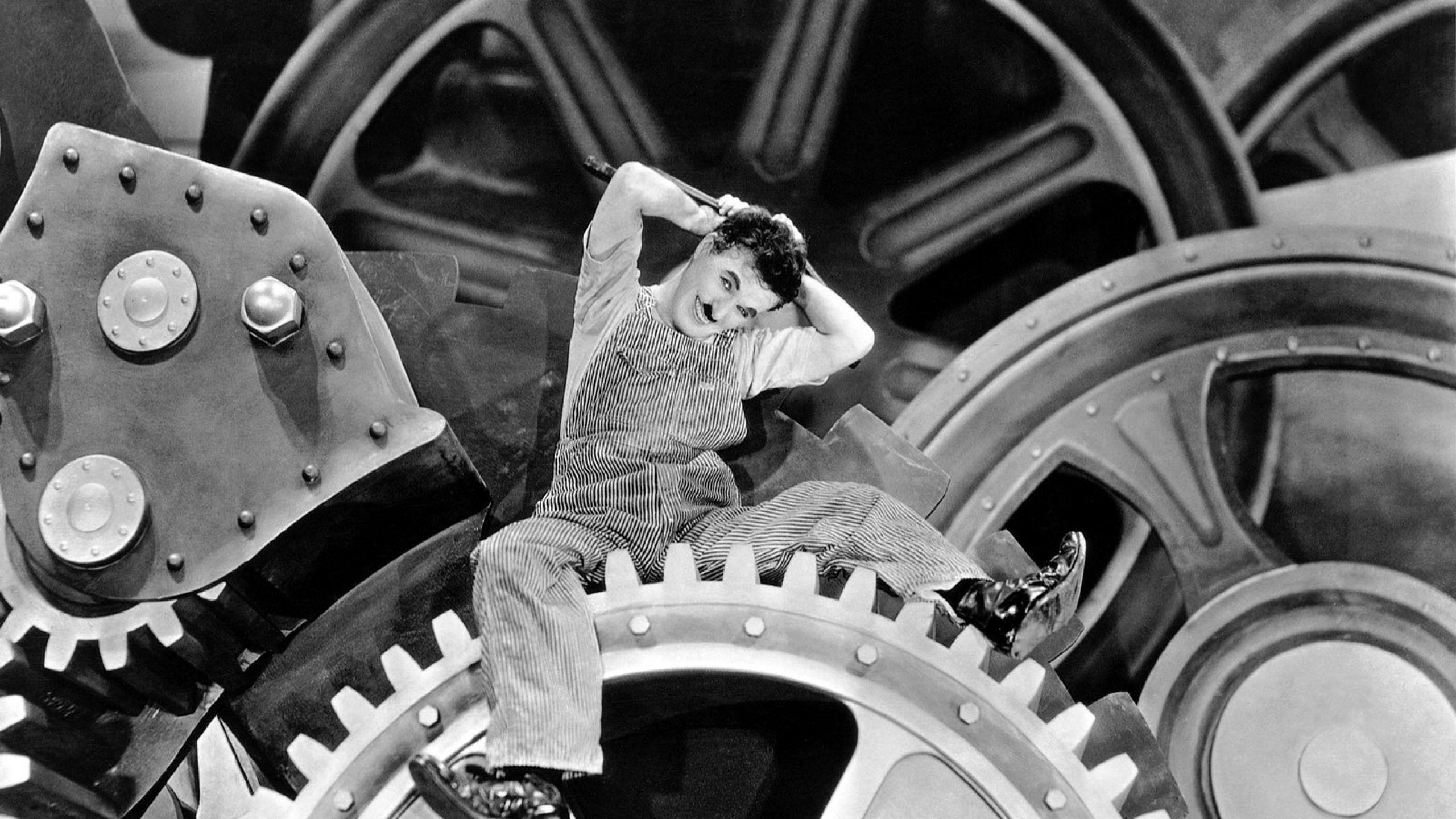 Download Wallpaper 2560x1440 Modern times, Charles chaplin, Worker