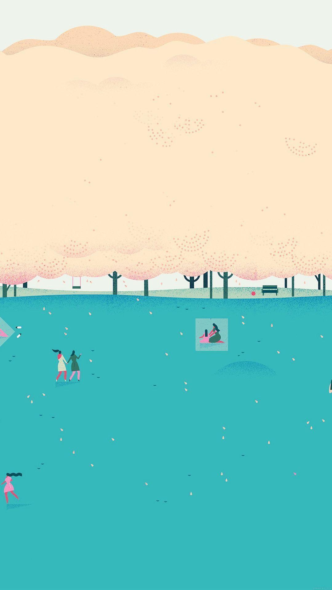 google lollipop blue picnic illust art iphone wallpaper download