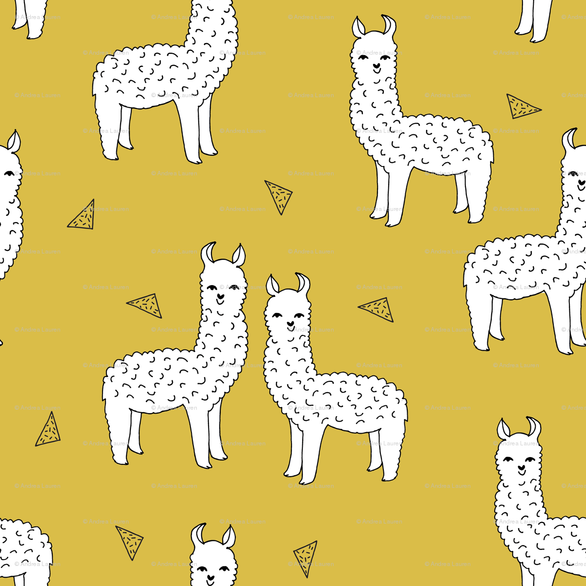 alpaca // mustard yellow alpaca fabric cute andrea lauren design