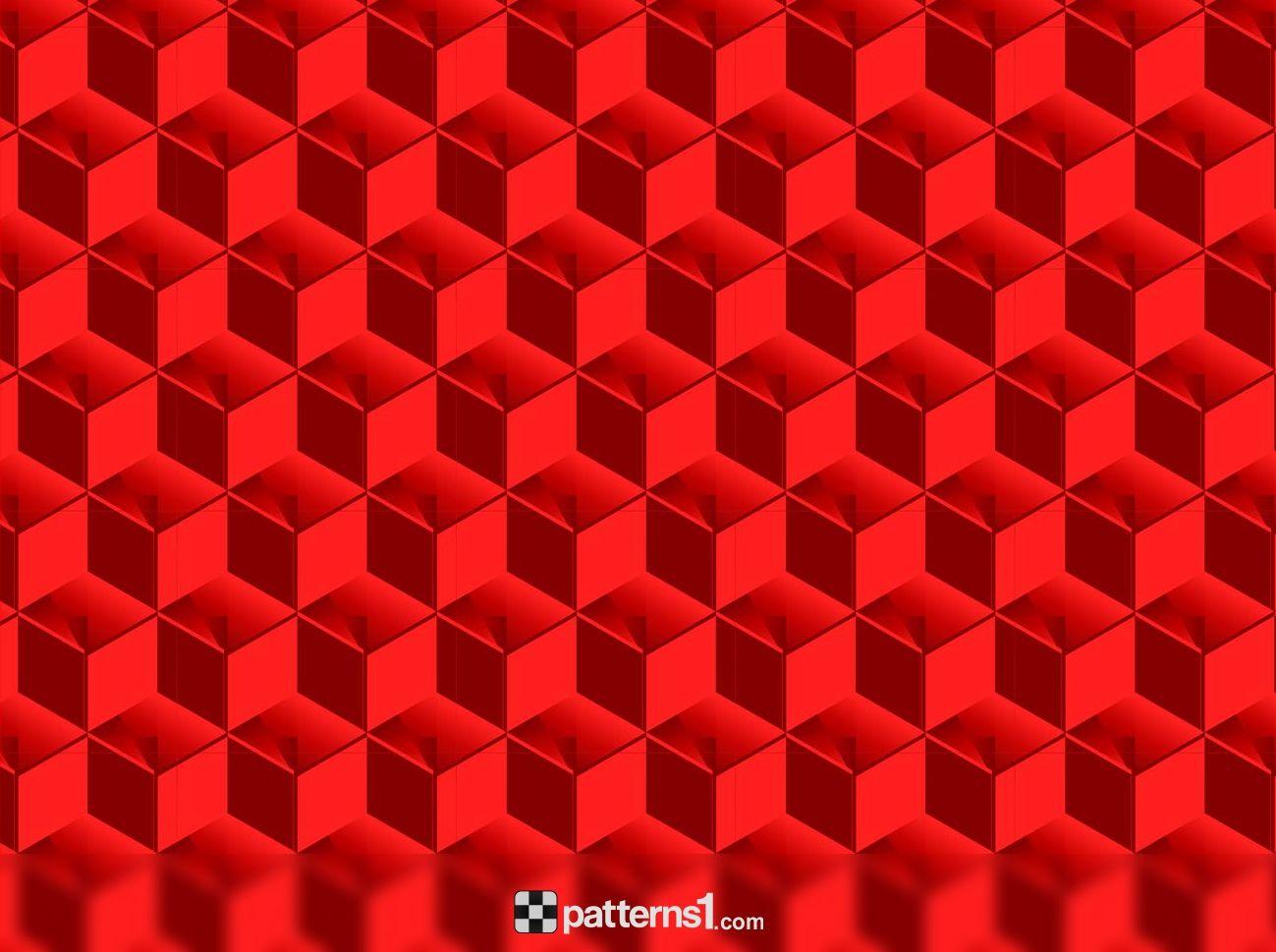Abstract Red Cubes Patterns Background. Vector Pattern Design