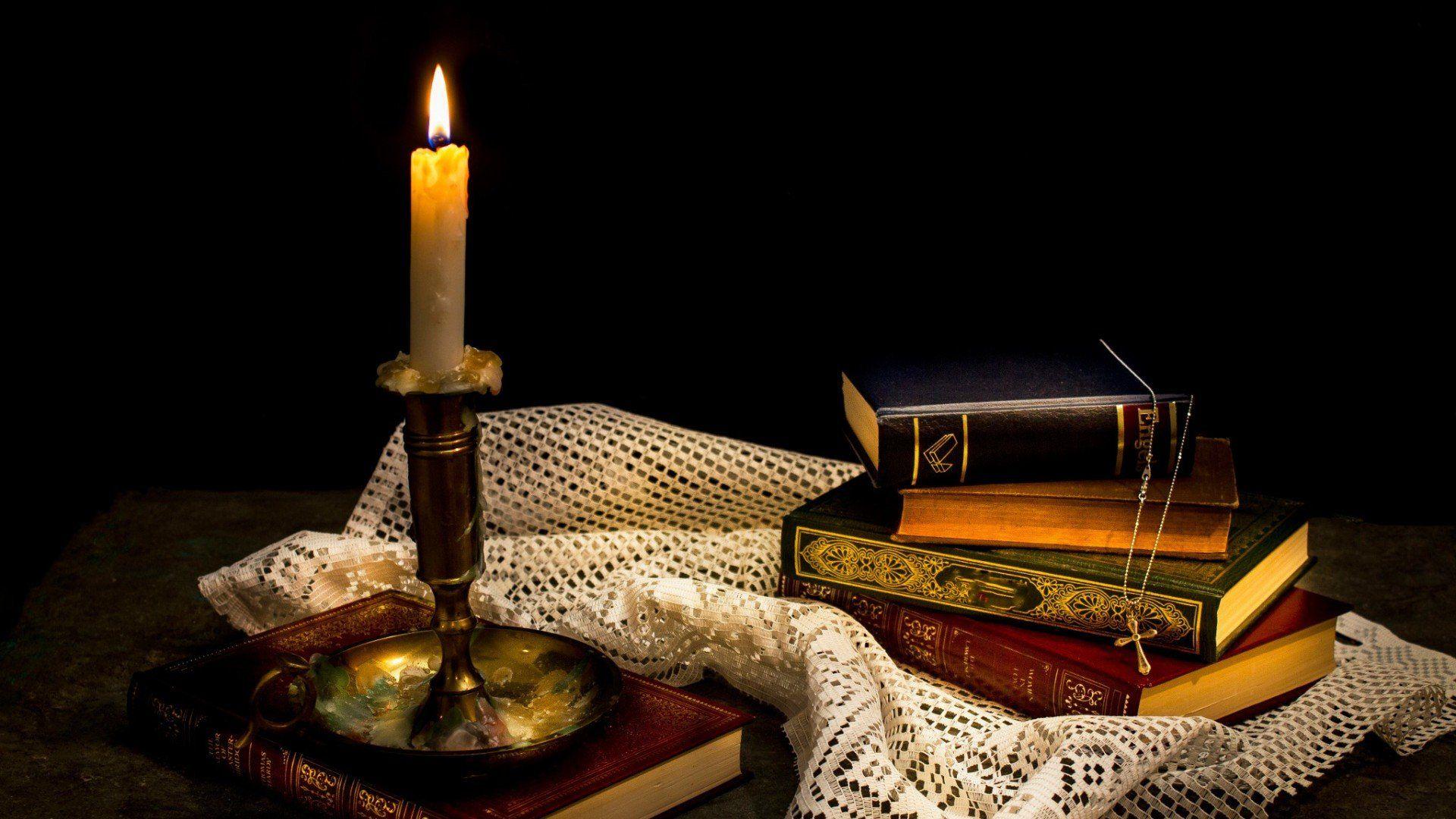 CANDLE OLD BOOKS wallpapers