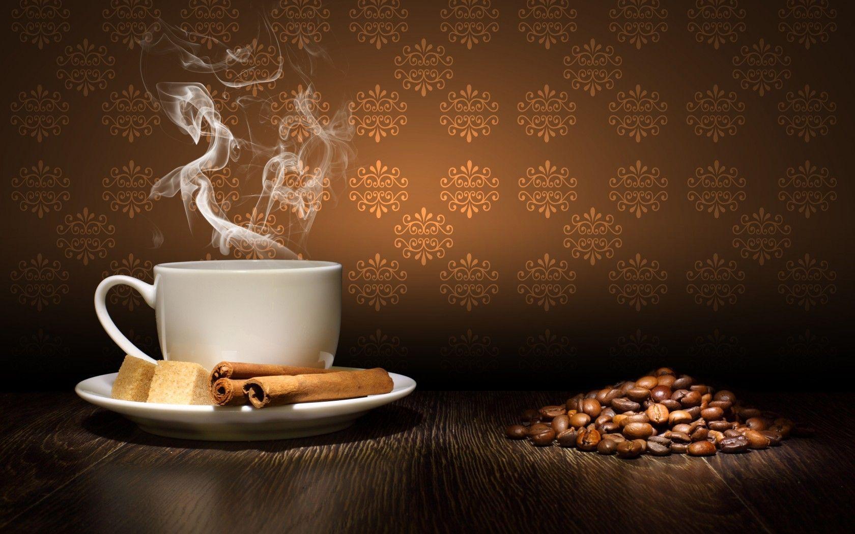Download Wallpapers 1680x1050 Coffee, Steam, Cinnamon, Sugar, Cup