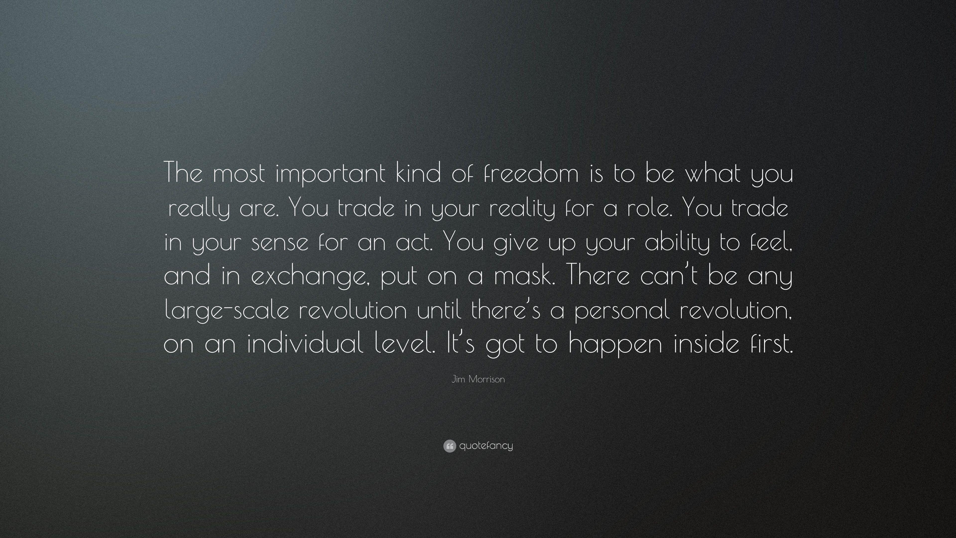 Jim Morrison Quote: “The most important kind of freedom is to be