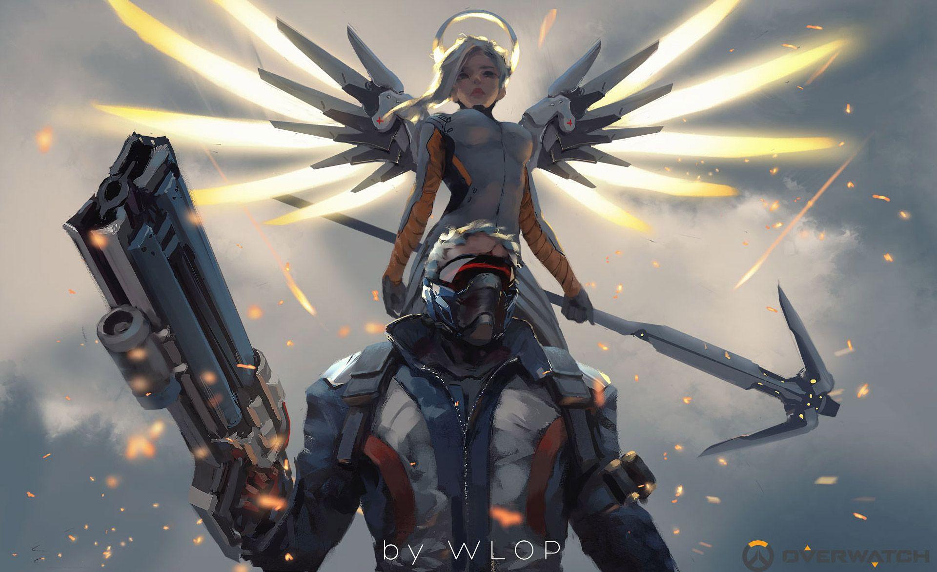 Mercy And Soldier 76 Overwatch Artwork. Games HD 4k Wallpaper