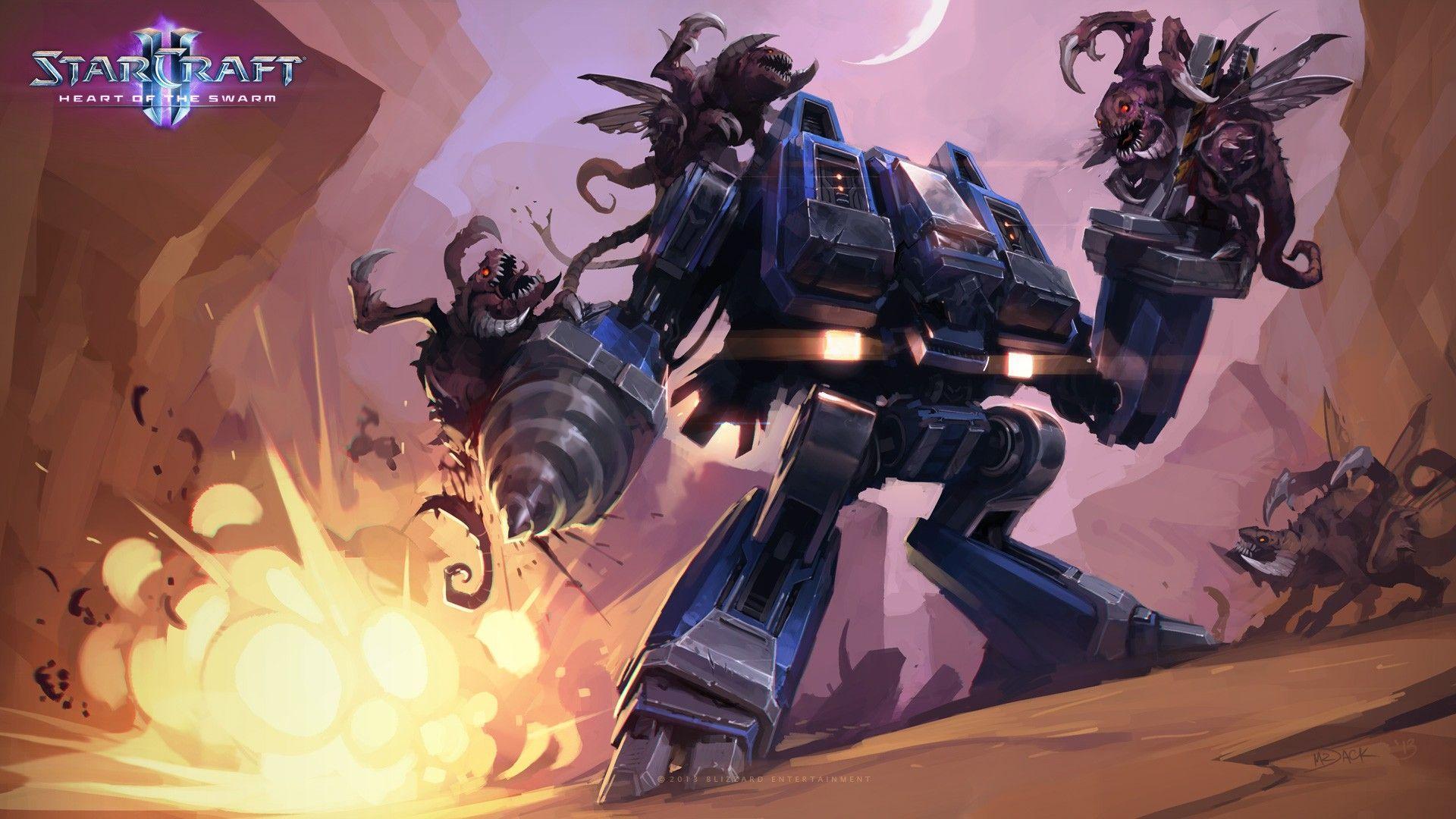 StarCraft, fight, Zerg, Terran, Blizzard Entertainment, artwork