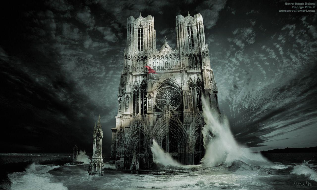 Cathedral Of Notre Dame, Our Lady Reims: Surreal Art Print, Poster