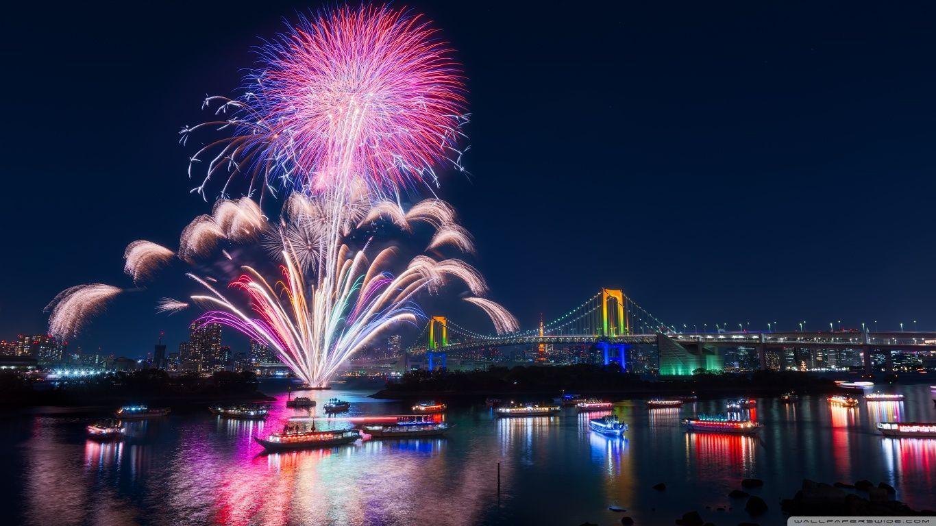 Tokyo Fireworks HD desktop wallpaper, Widescreen, High