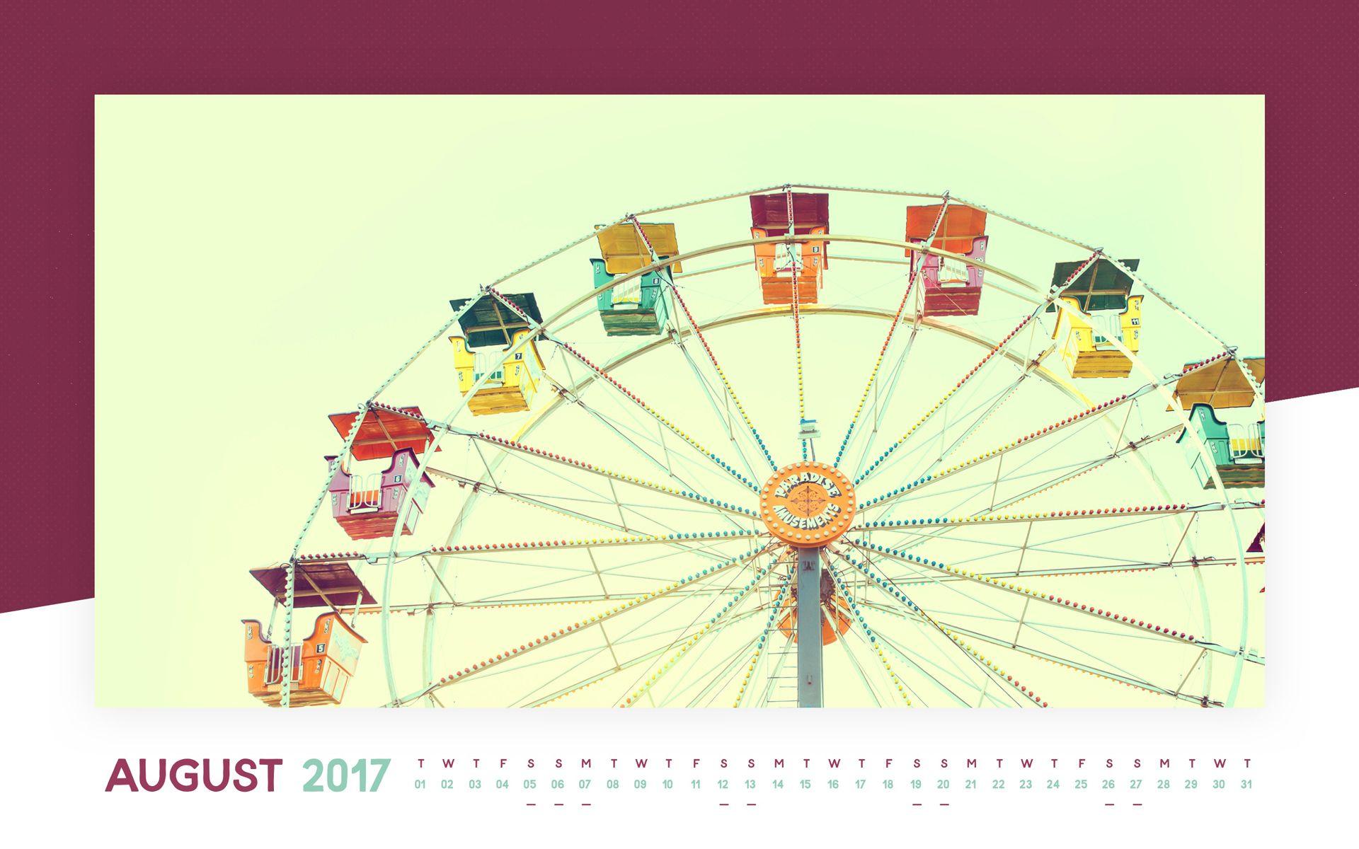 August 2017 Desktop Calendar Wallpaper