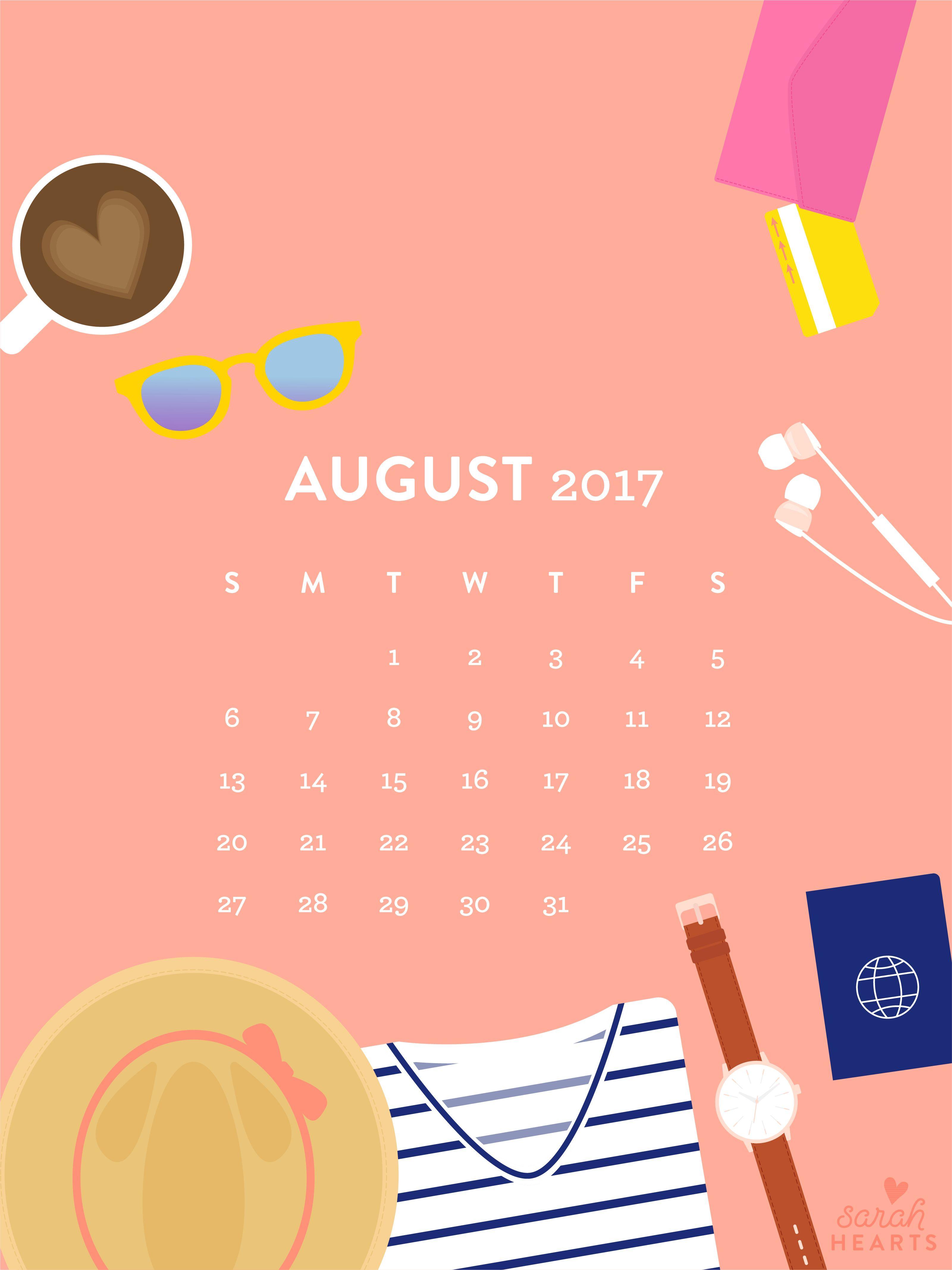 August 2017 Travel Calendar Wallpaper