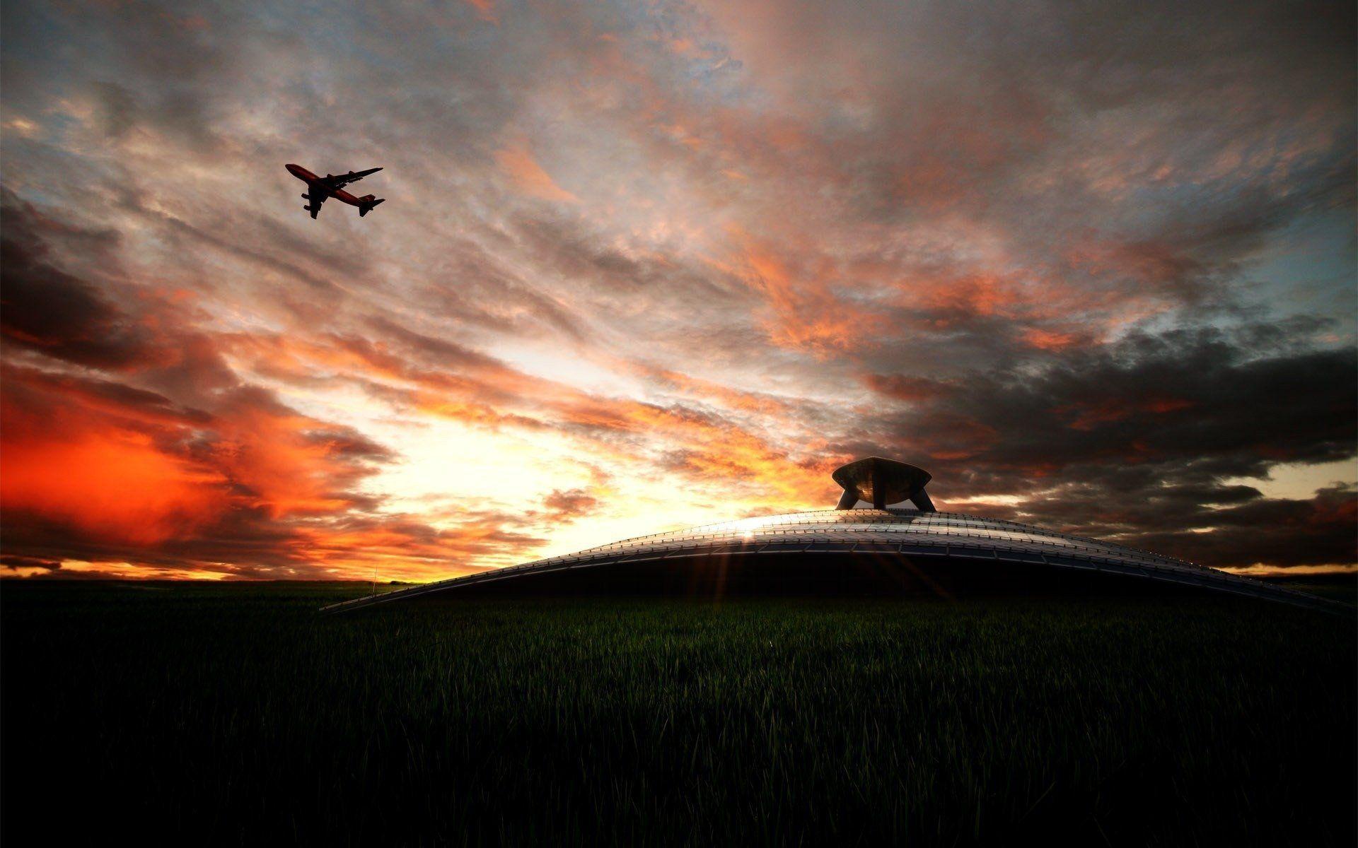 aviation equipment transportation airport landscape sky HD wallpaper