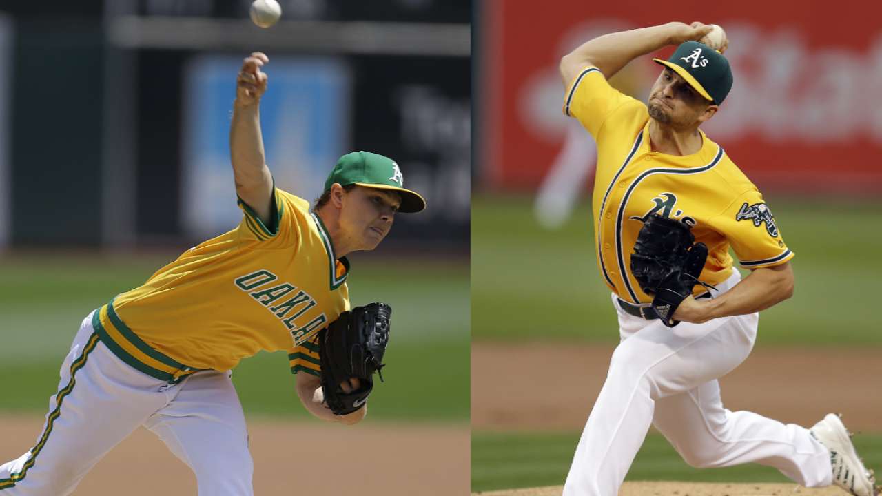 A's Mark Canha hits double off Sonny Gray