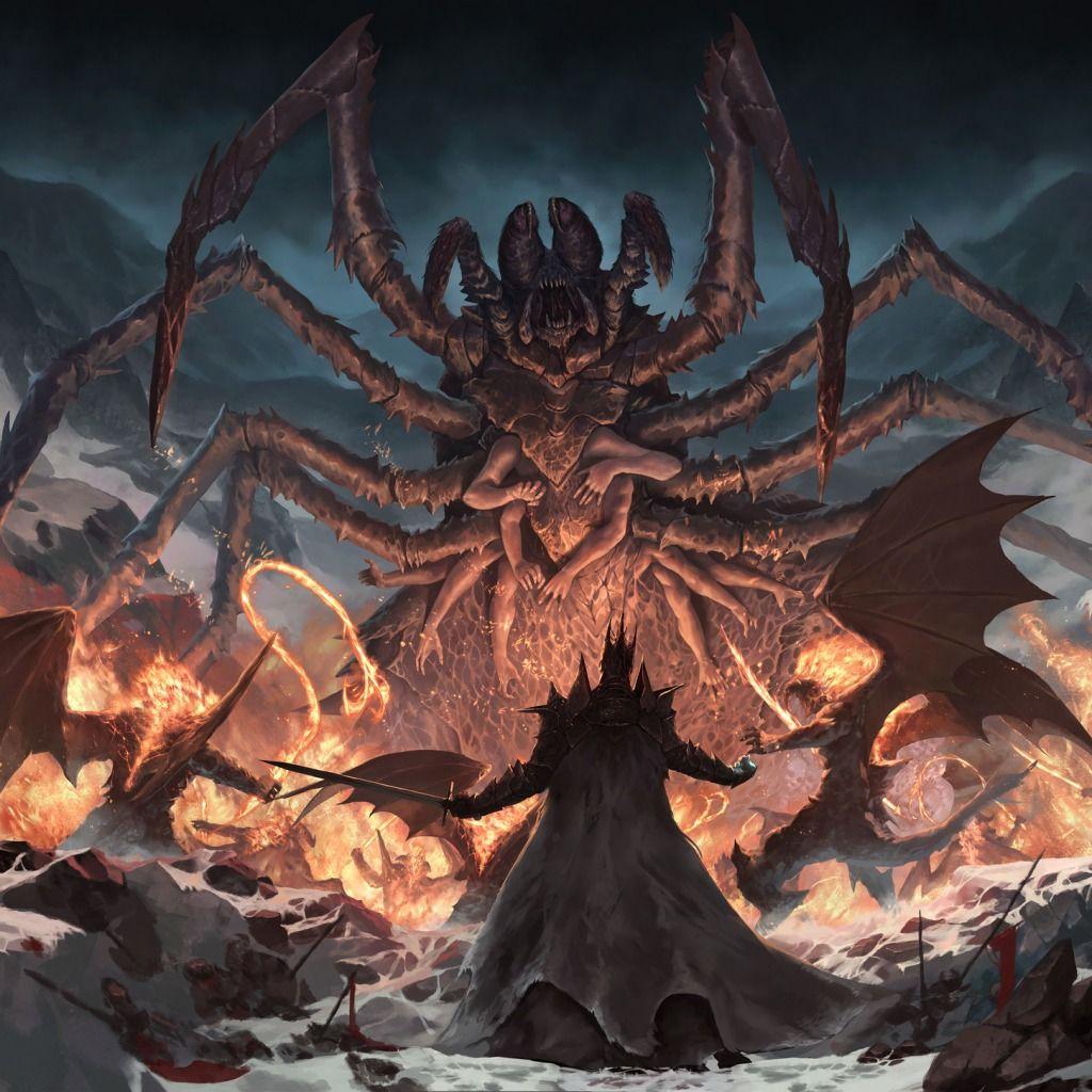 Wallpaper Flame, Multi Armed, Silmarillion, Wings, Snow, Battle