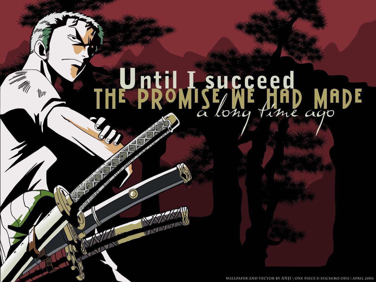 Imagen de One Piece con frase de Roronoa Zoro. Pelis, libros