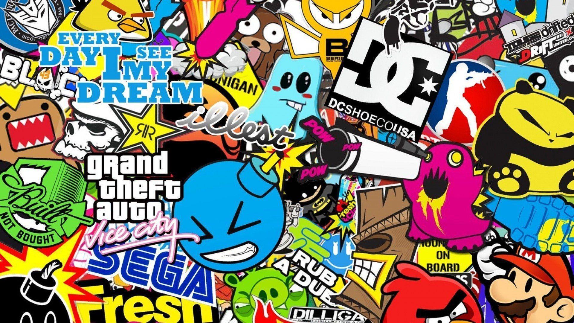 Sticker Bomb Wallpaper 1920x1080 Woodslima