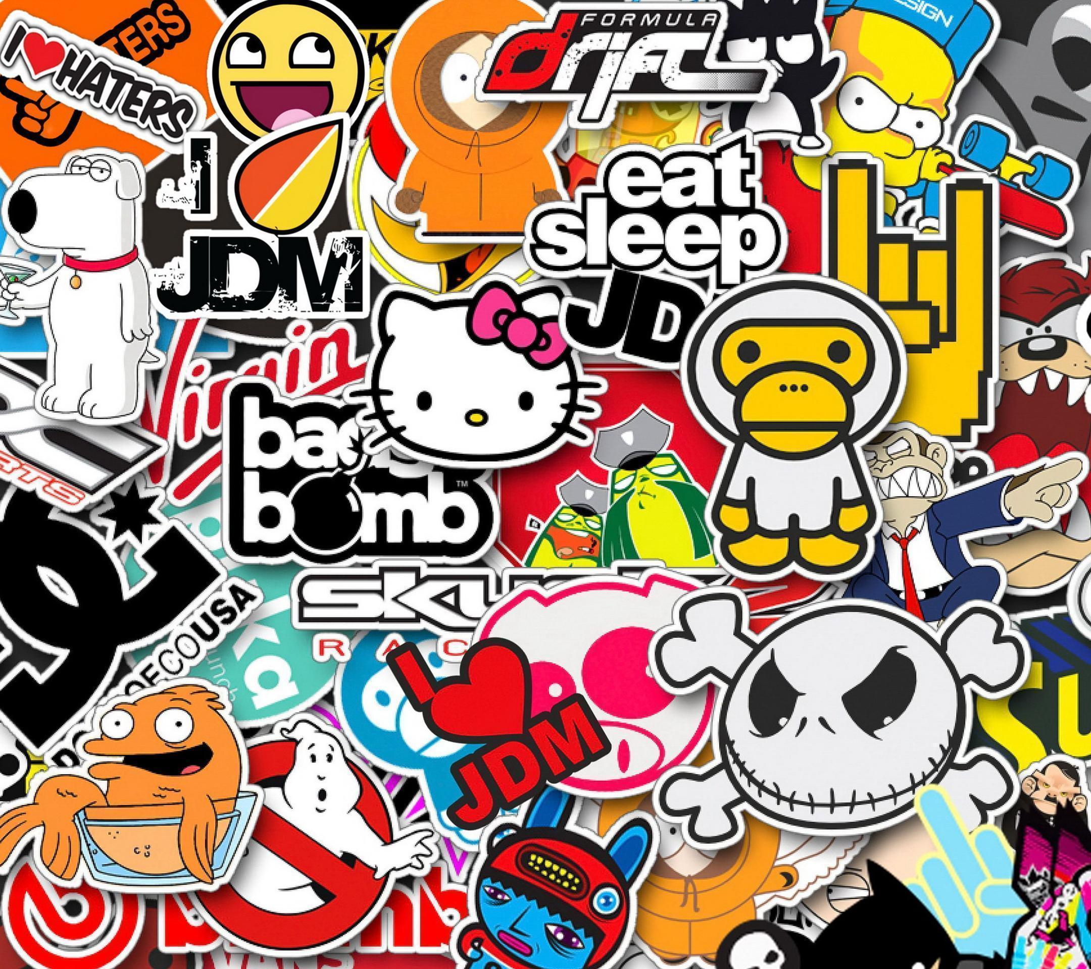 Download Stickerbomb Wallpaper to your mobile phone. bomb