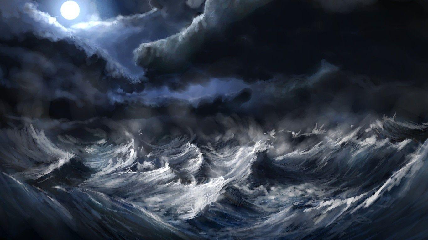 Ocean Rough Seas Entertainment Clouds Fun Look Wallpaper