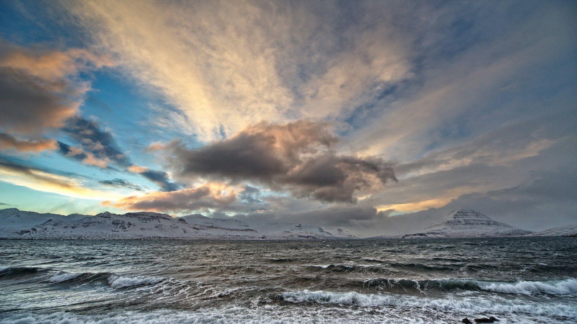 Oceans: Waves Northern Clouds Sea Winter Mountains Rough Ocean