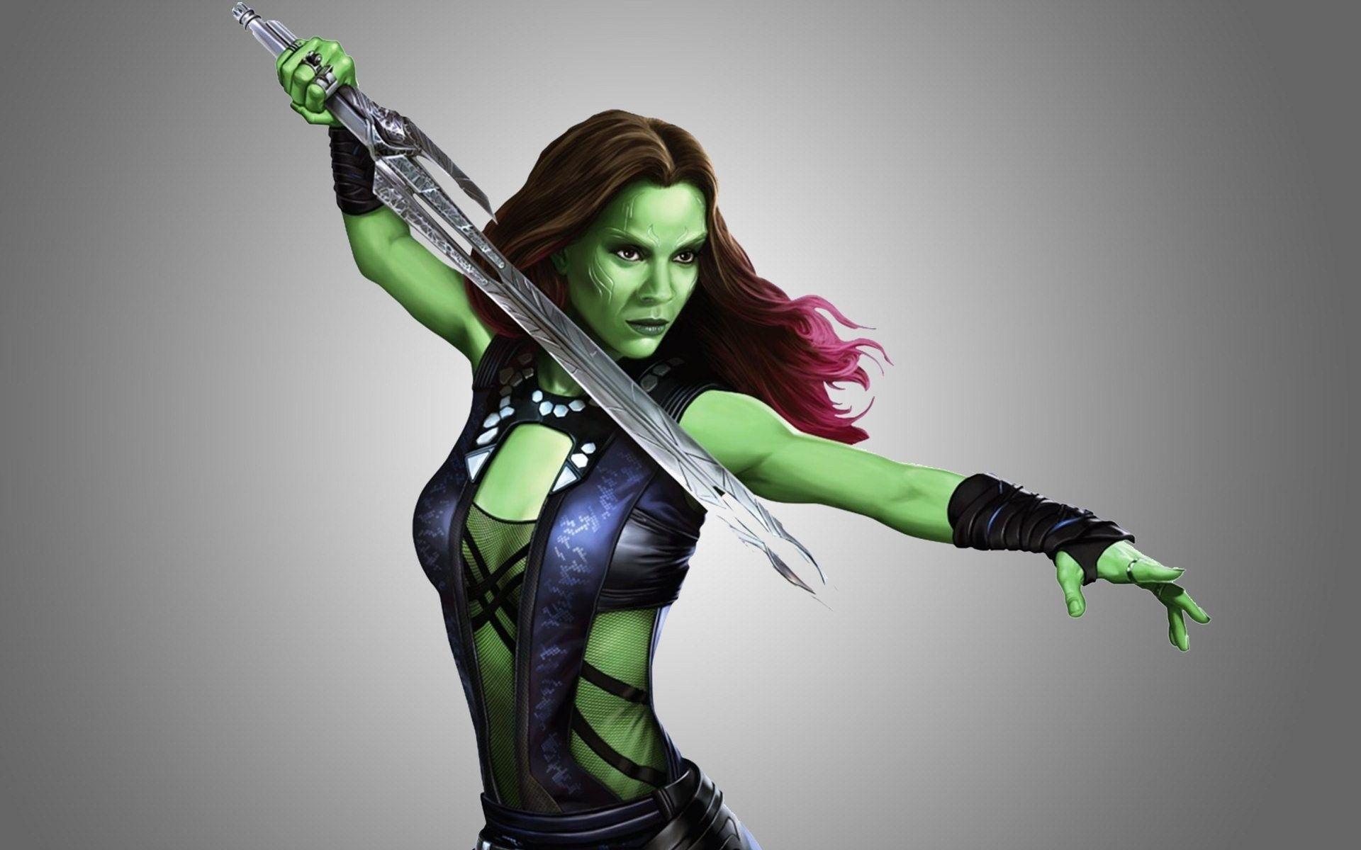Gamora, #Zoe Saldana, #Guardians of the Galaxy, #sword, #artwork