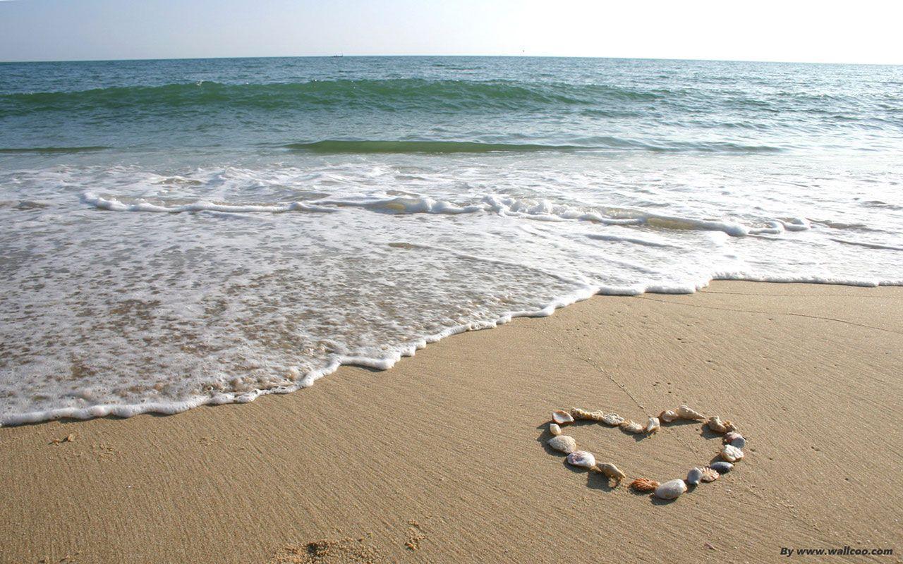 The Beach Love Around A Heart Shaped Wallp Wallpaper