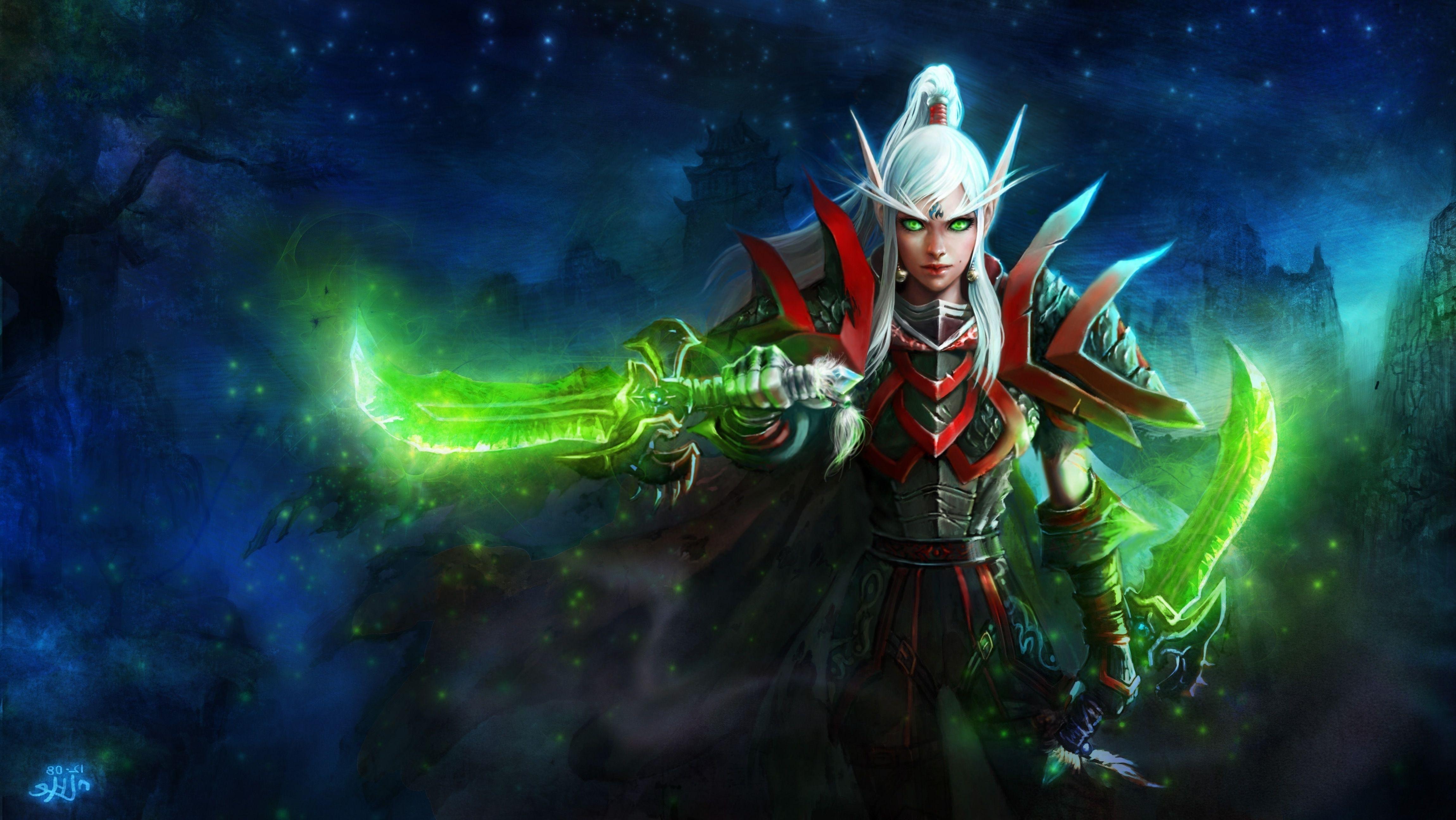 Word of Warcraft Blood Elf Rogue Girl Wallpaper HD / Desktop