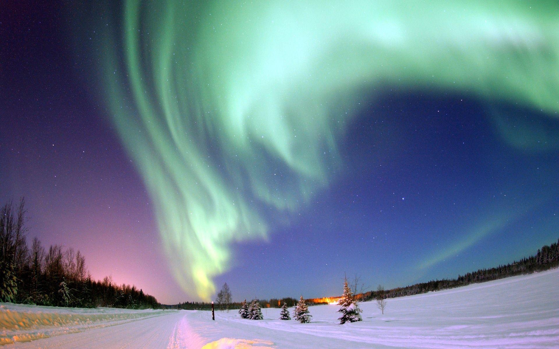 Wallpaper Polar lights, Sky, Stars, North pole, Winter HD, Picture