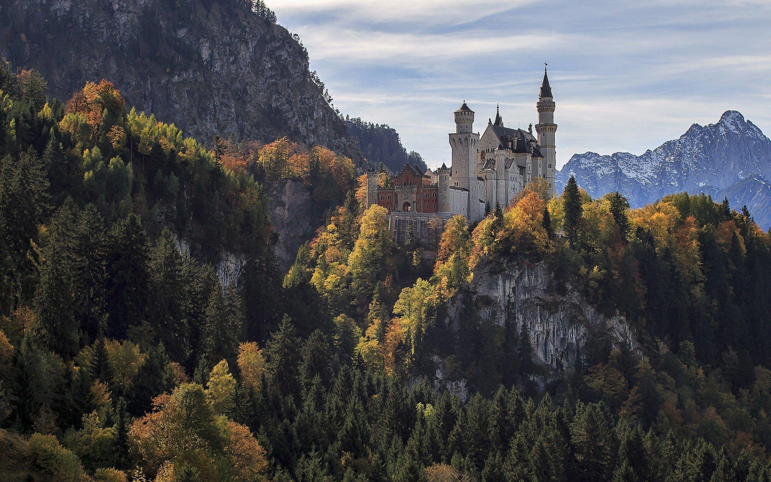 Mountains: Neuschwanstein Architecture Castle Forest Germany