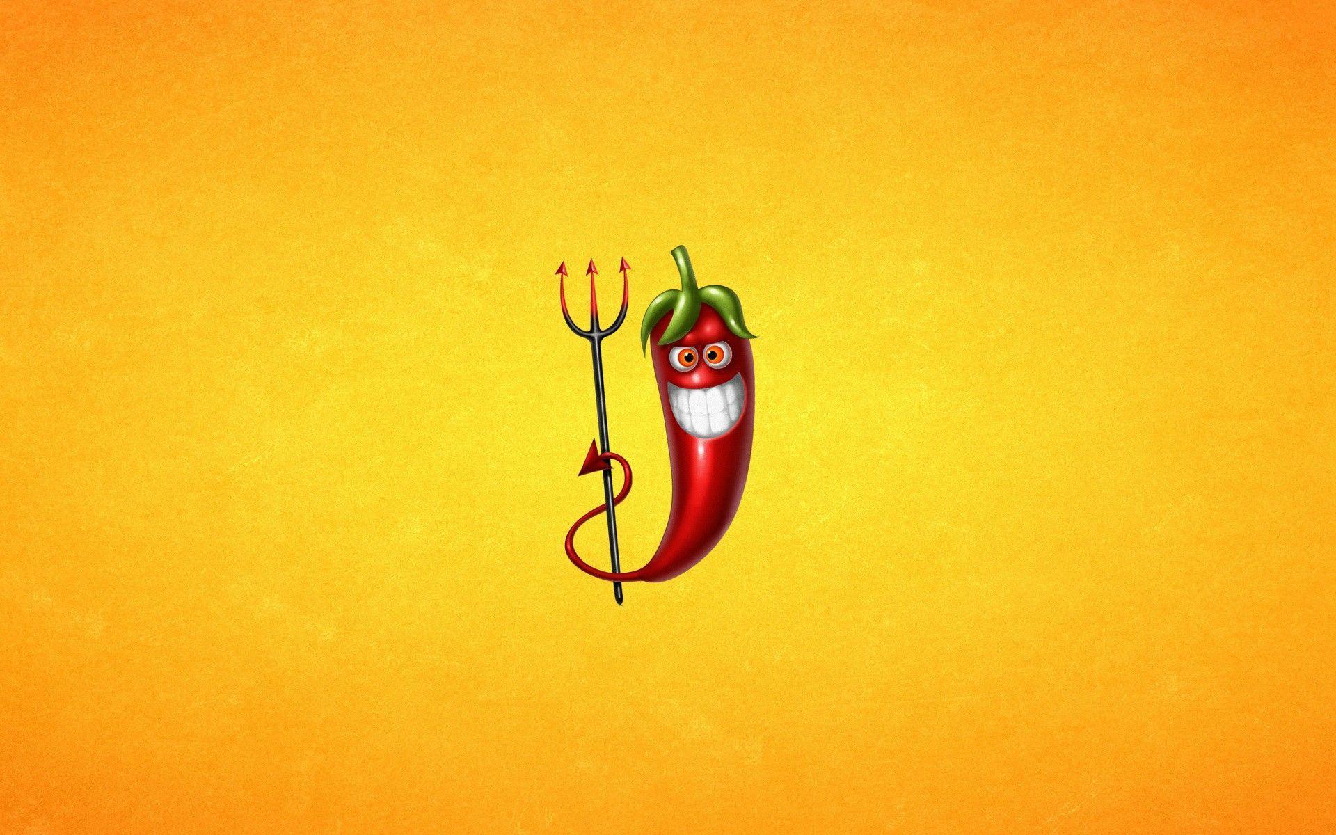 Pepper with a trident, yellow background wallpaper and image