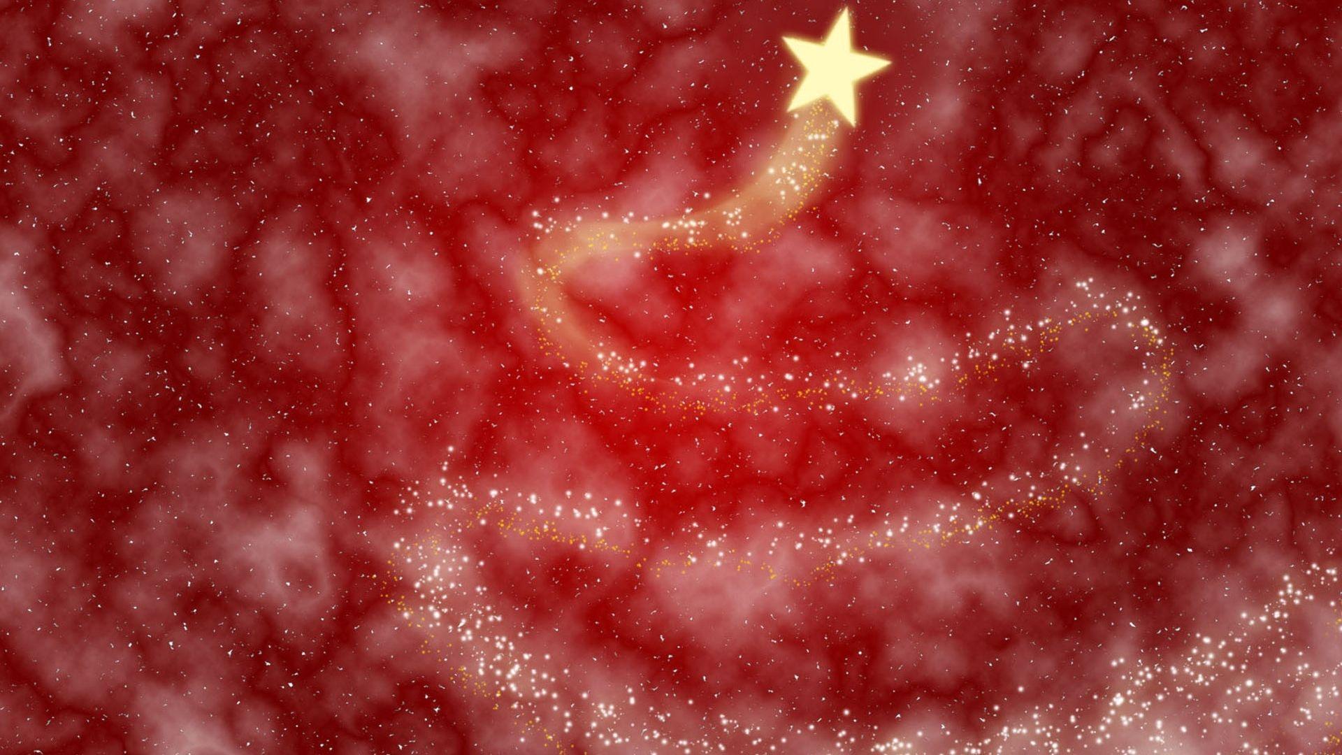 Download Wallpaper 1920x1080 Light, Star, Red, Glitter, Sequins