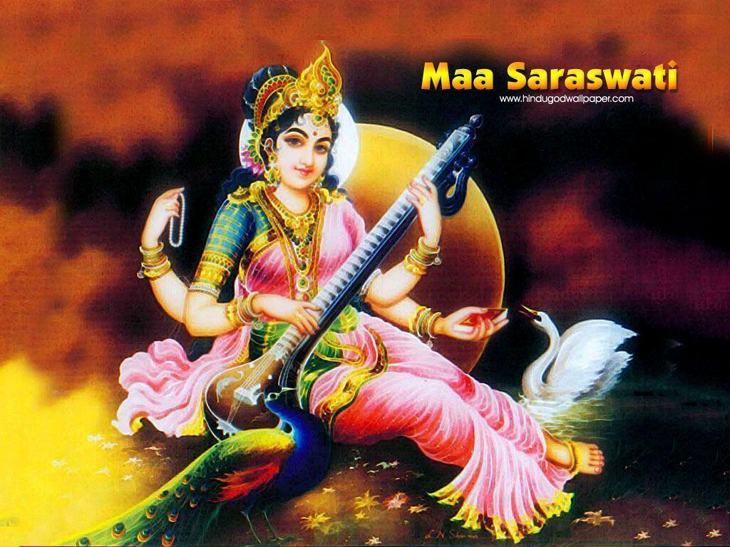 Goddess Saraswati Mata Desktop HD Wallpaper. Maa Saraswati