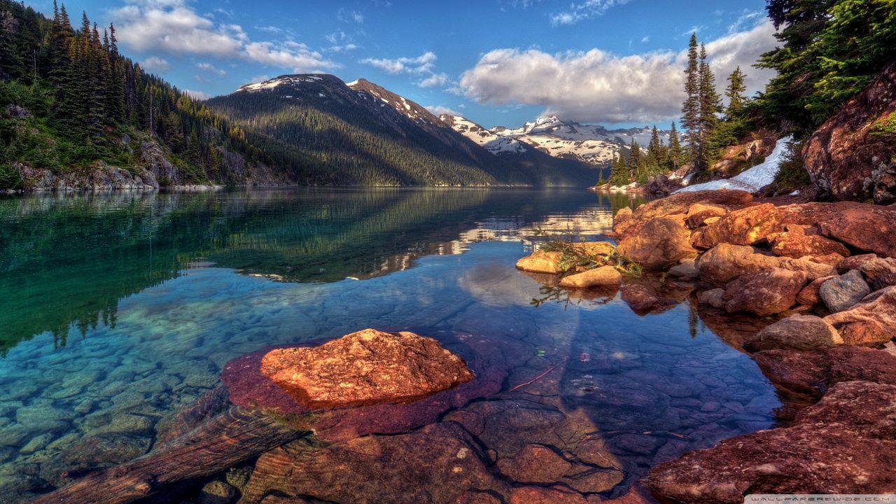 Mountain Lake With Clear Water HD desktop wallpaper