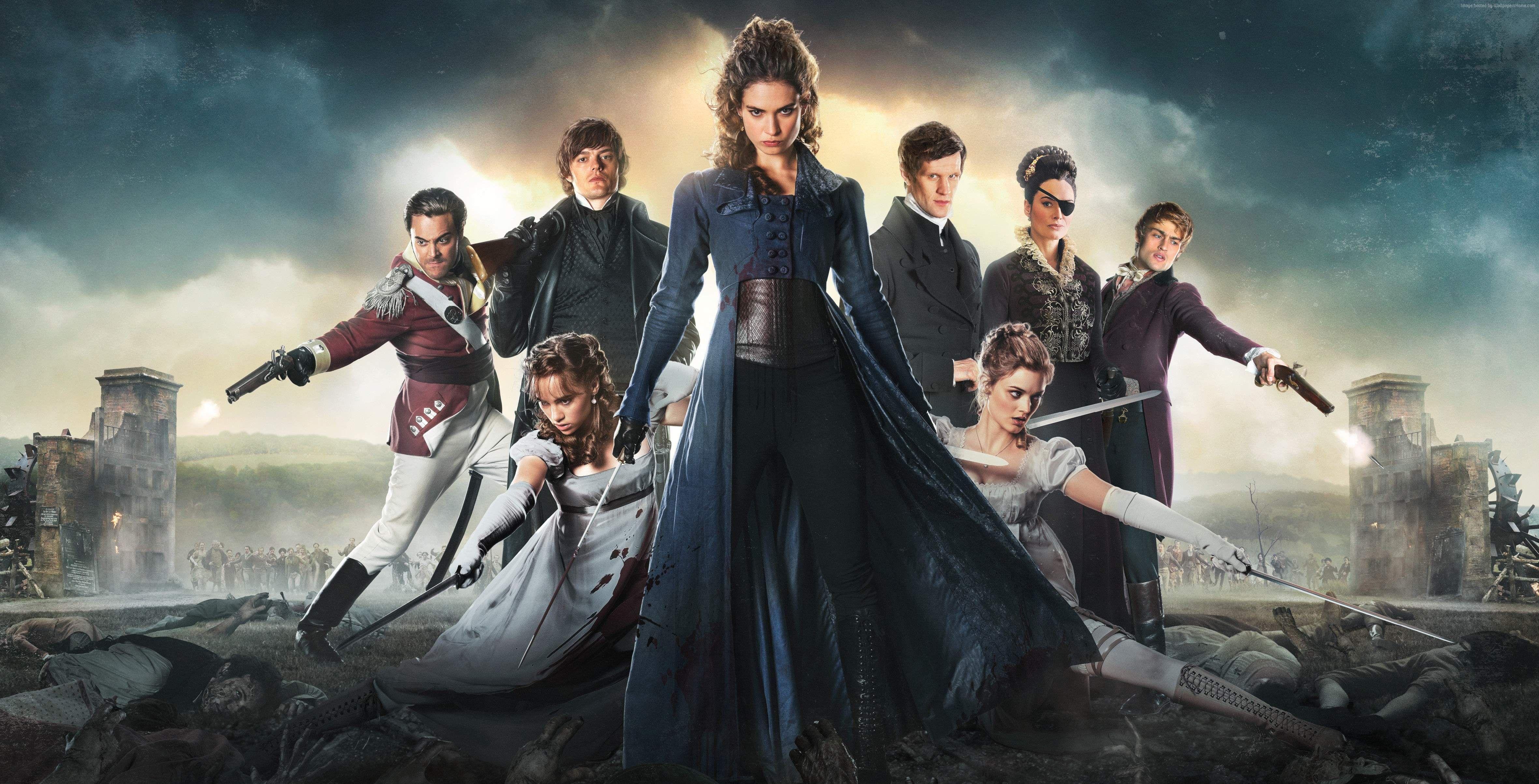 Wallpaper Pride and Prejudice and Zombies, Lily James, Sam Riley
