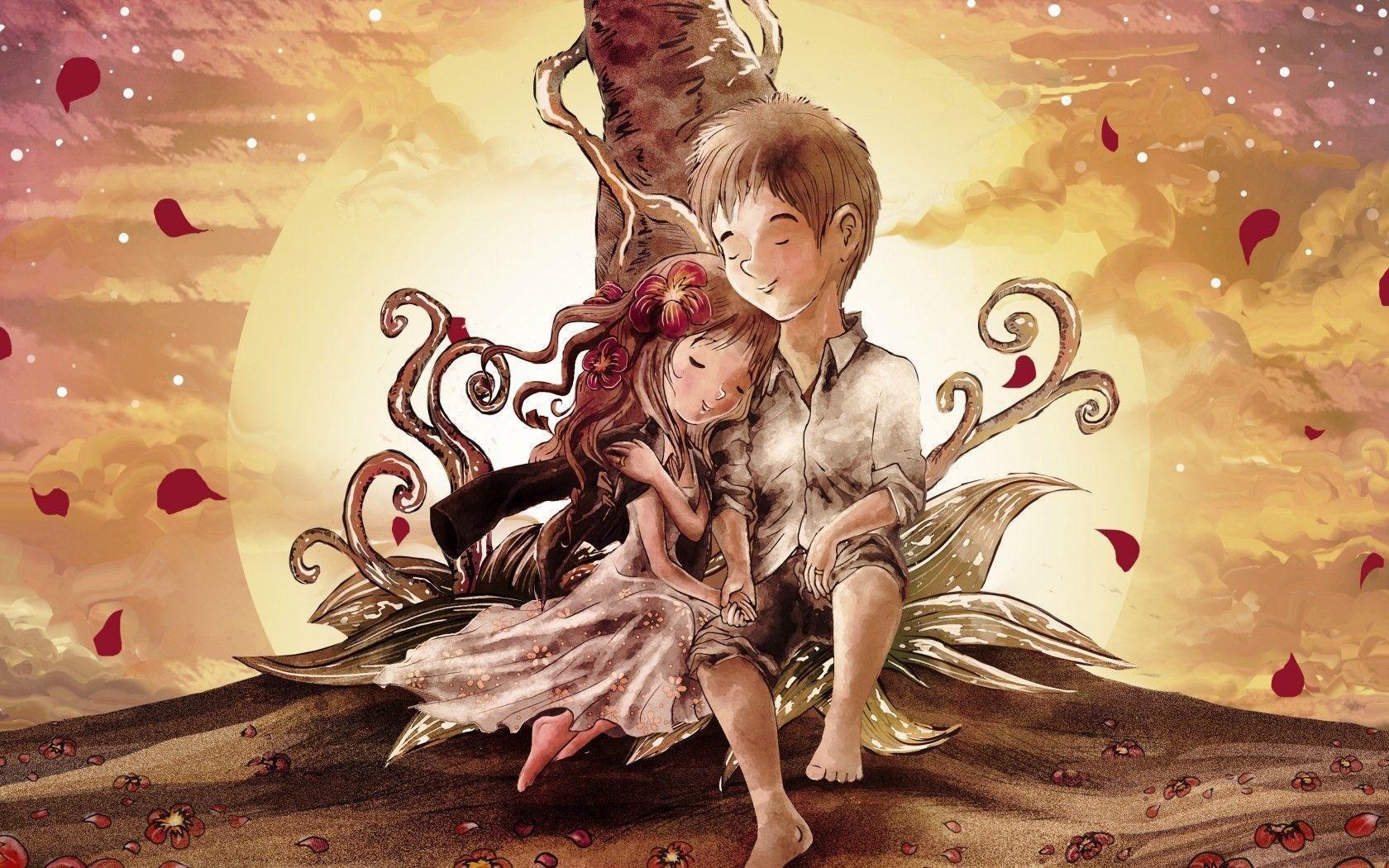 Anime Boy Girl Love Art Wallpaper HD Wallpaper