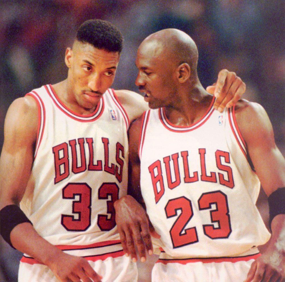 Scottie Pippen and Michael Jordan.classic Bulls. Sports