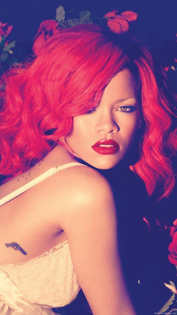 Rihanna Red Hair Singer iPhone 6 Wallpaper / iPod Wallpaper HD