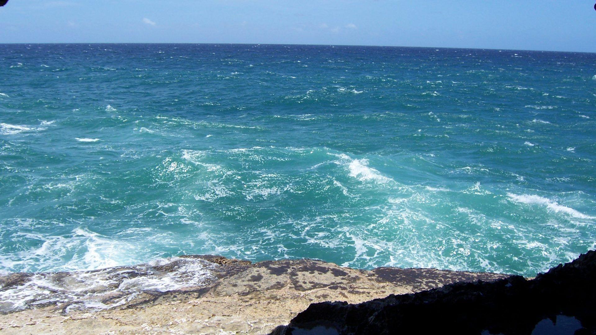 Ocean Sea Barbados Carribean Water Waves Blue Wallpaper
