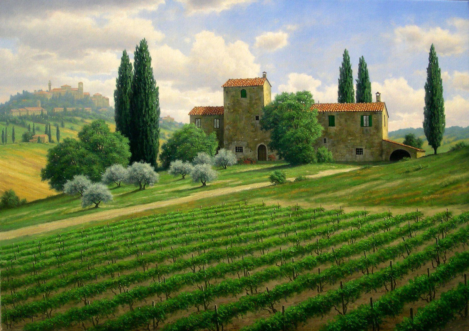 pattern landscape mark pettit italy of the field house tree