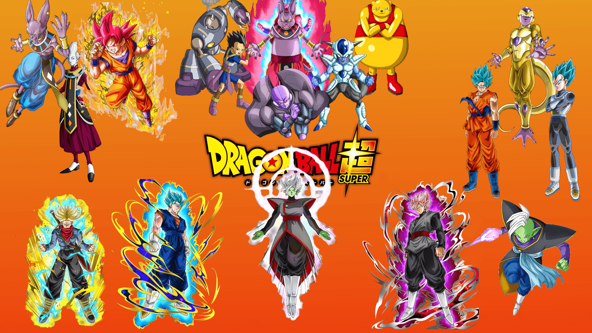 I made a Dragon Ball Super wallpaper using cards from DBZ Dokkan