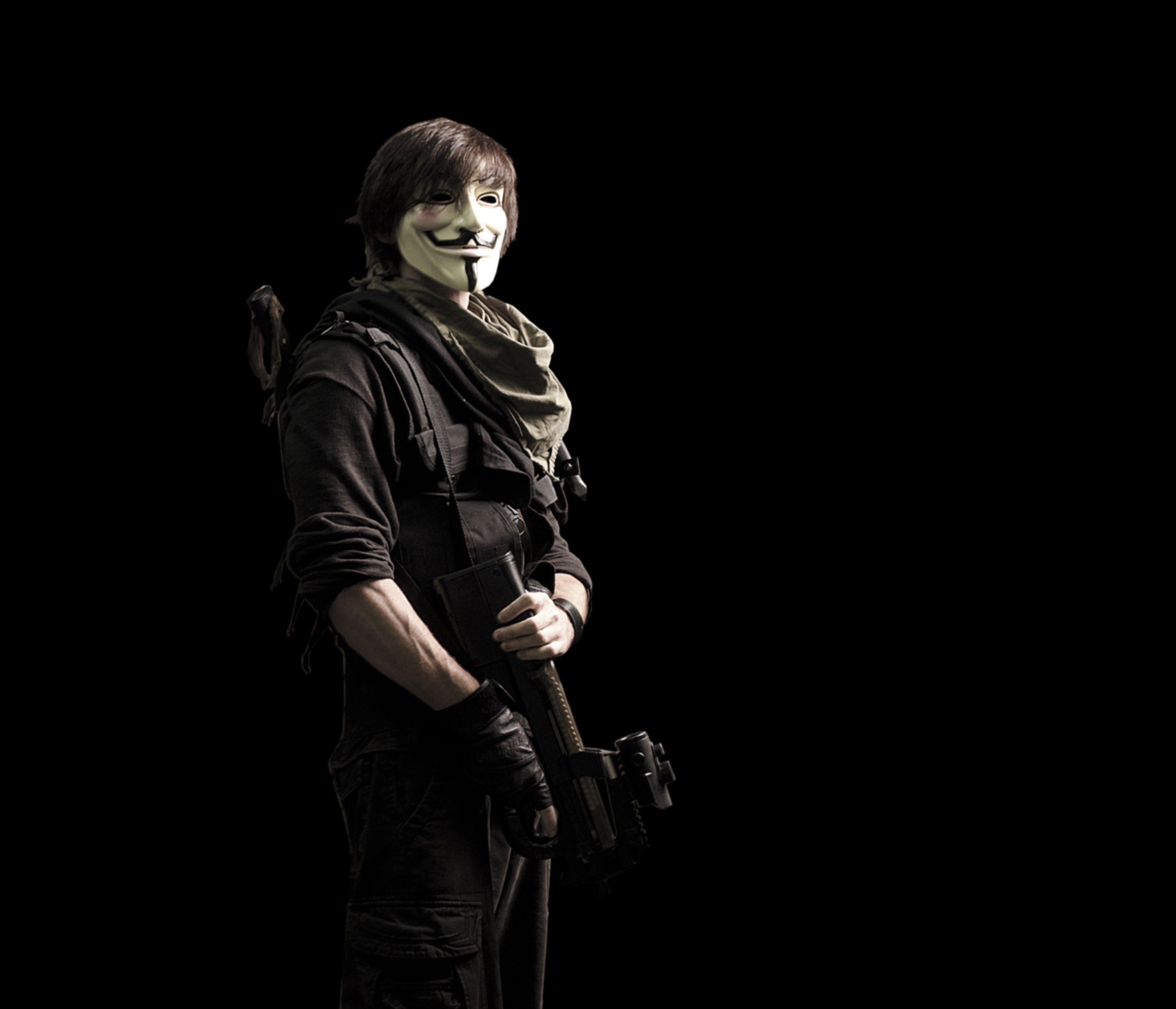 Anonymous, guns, P masks, Guy Fawkes wallpaper