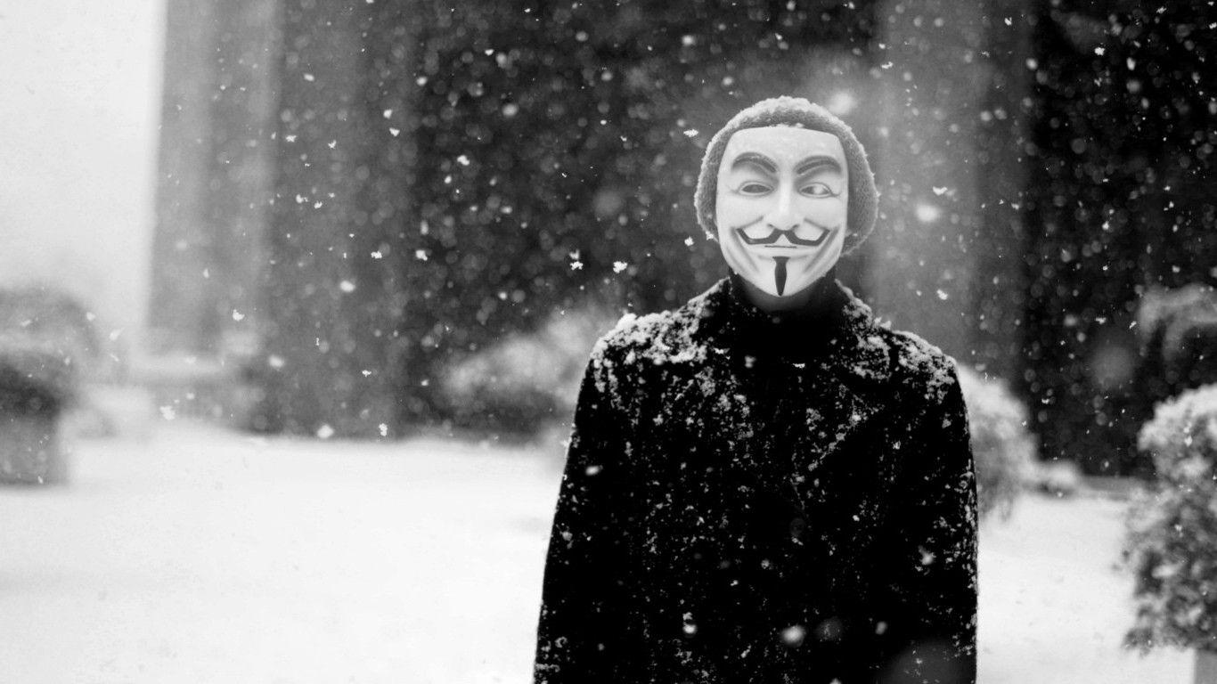 Anonymous, Snow, Guy Fawkes Mask Wallpaper HD / Desktop