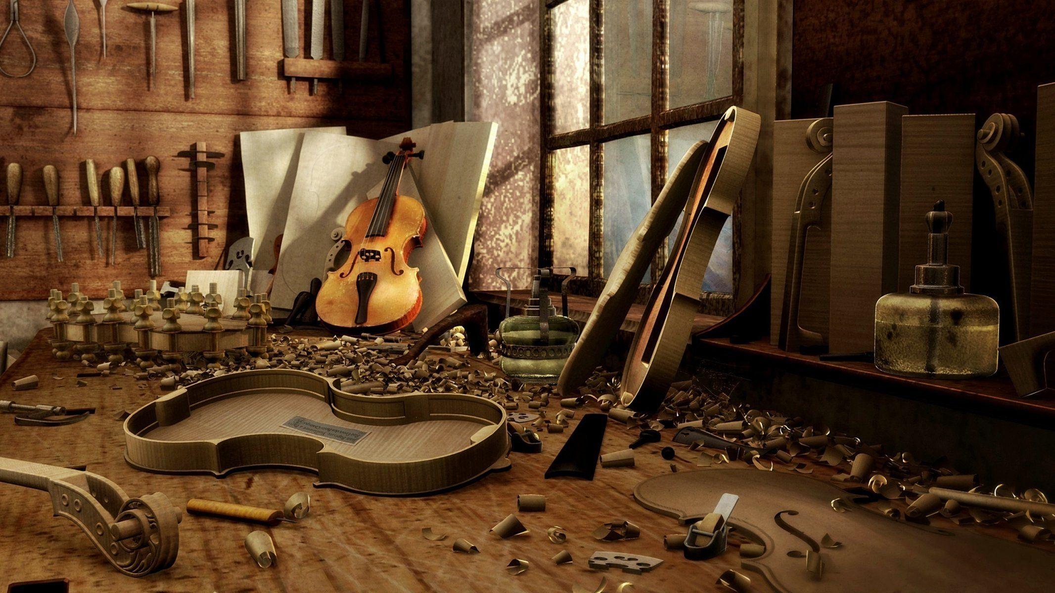 workshop musical instruments wood HD wallpaper