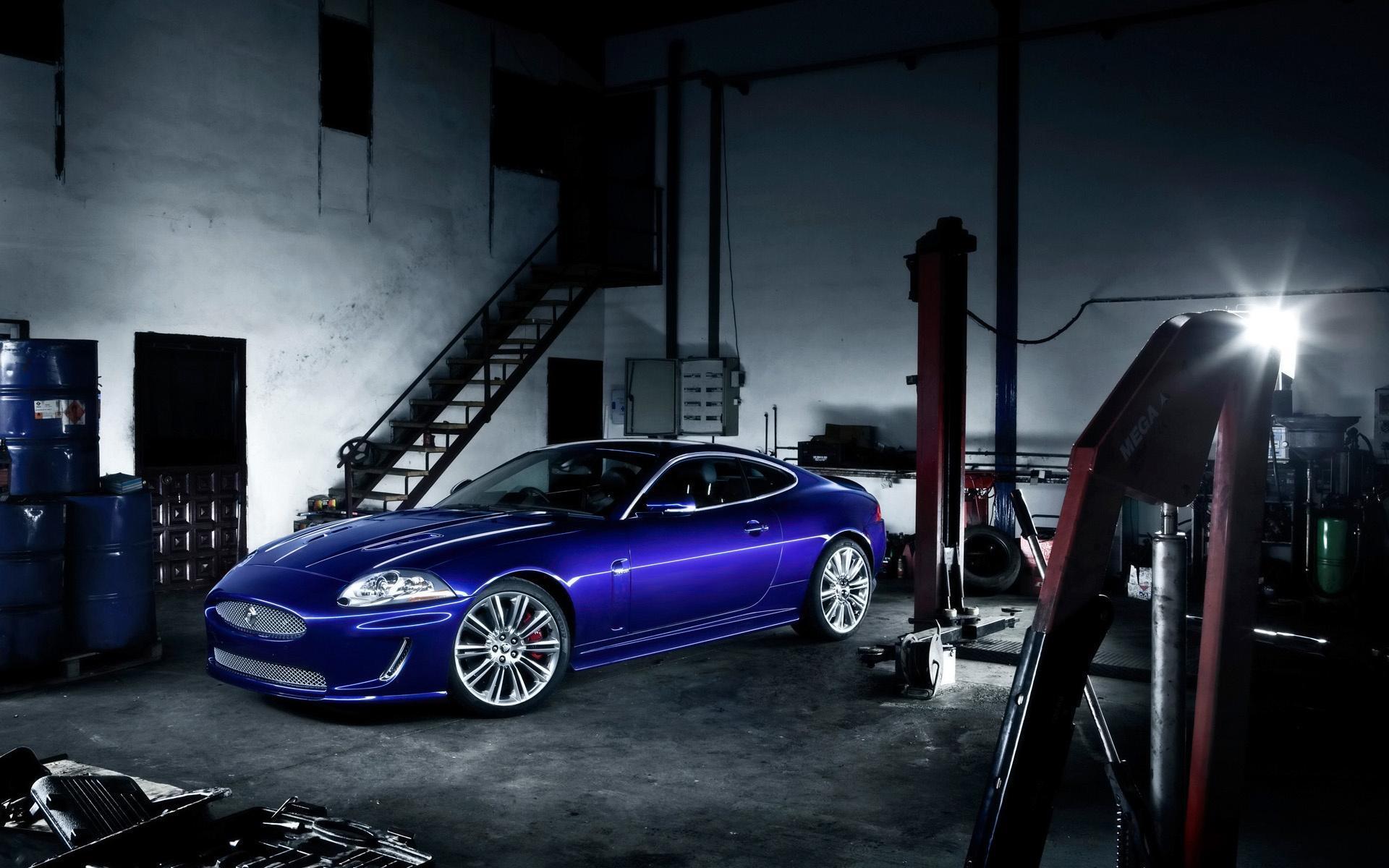 Jaguar Car Vehicle Blue Workshop Garage Tuned HD Divine Wallpaper