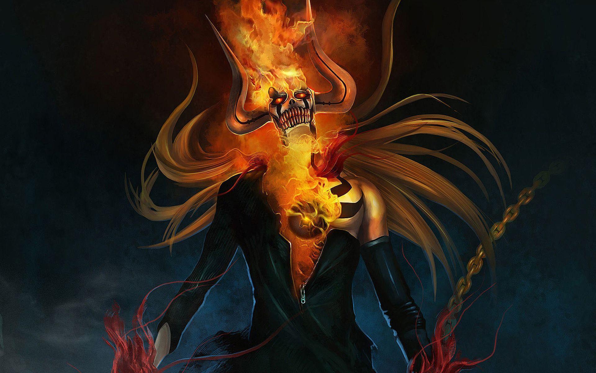 Vasto Lorde Bleach Ichigo Flaming Skull Anime Wallpaper 1920×1200