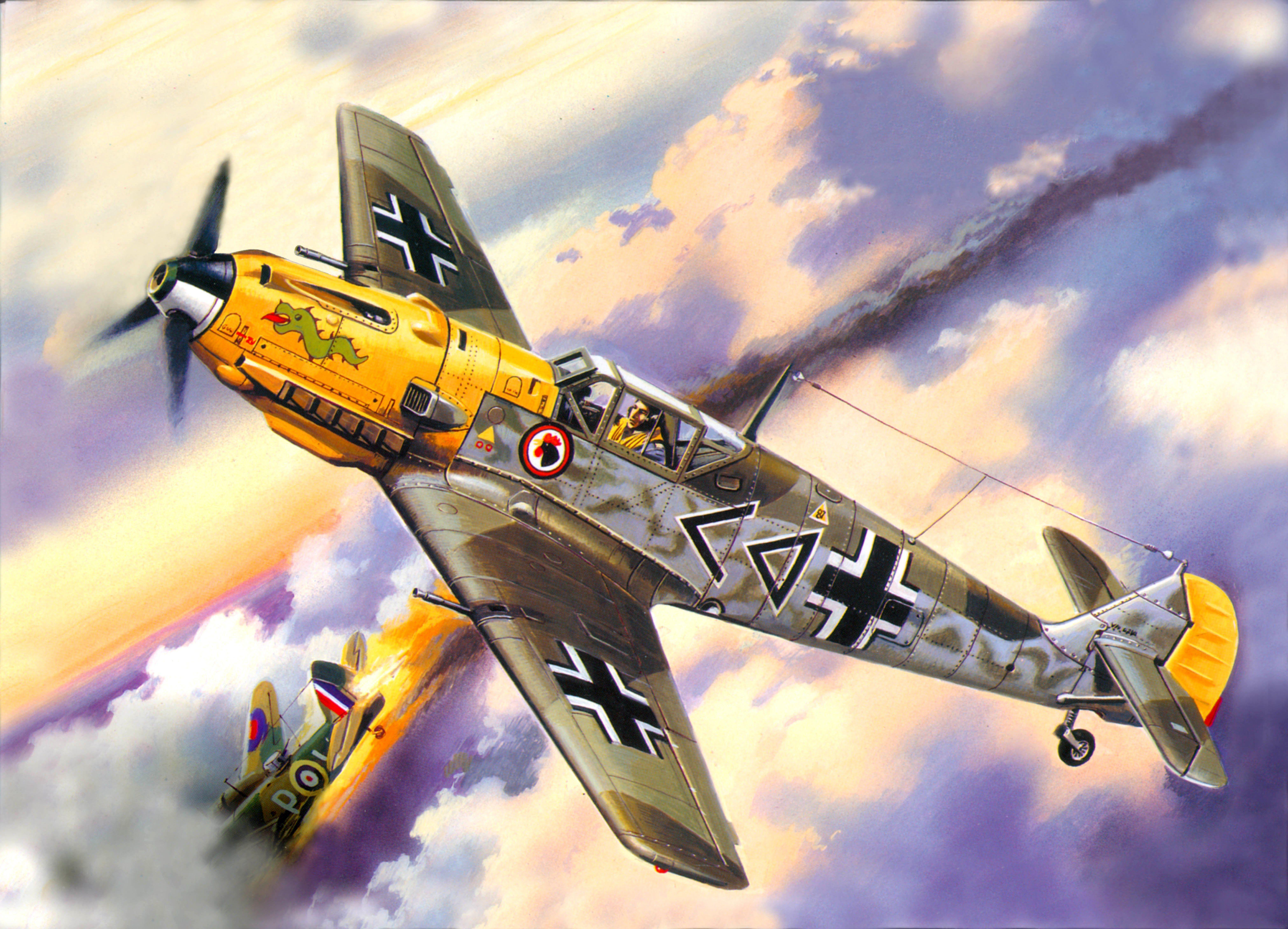 Airplane Messerschmitt Bf.109 Painting Art Aviation 6256x4512