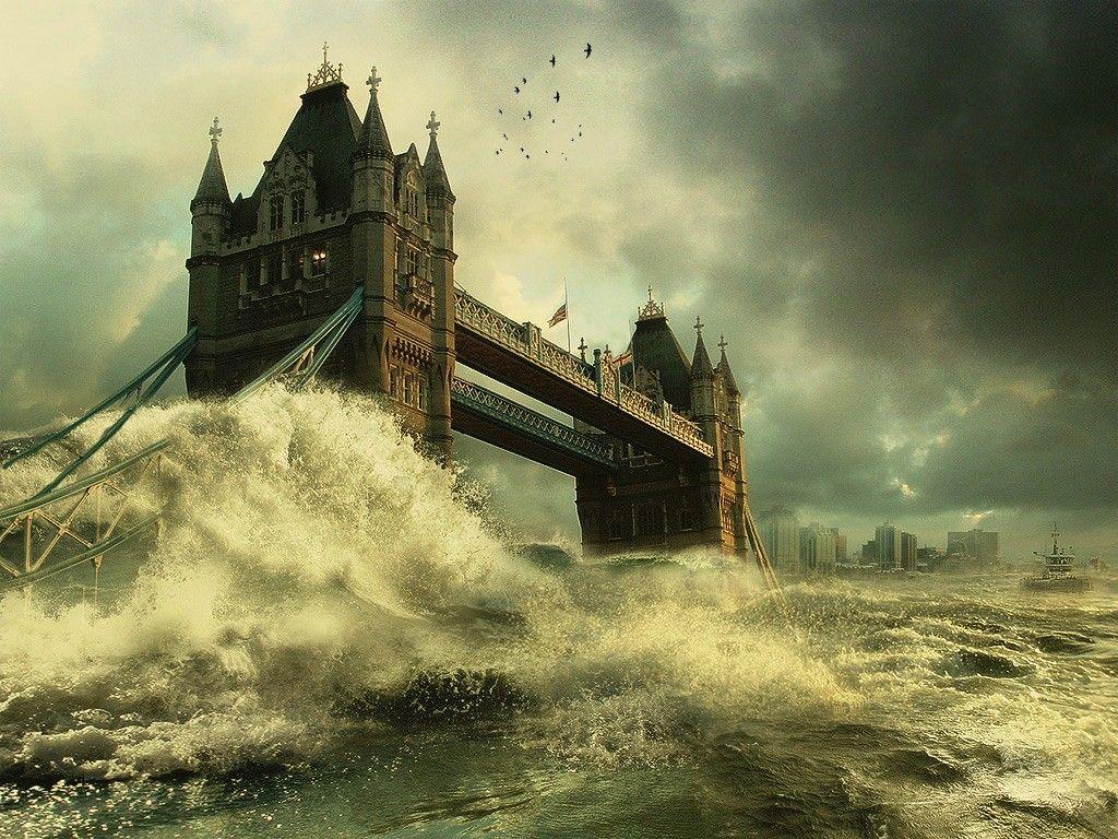 Tower Bridge flood wallpaper. Tower Bridge flood