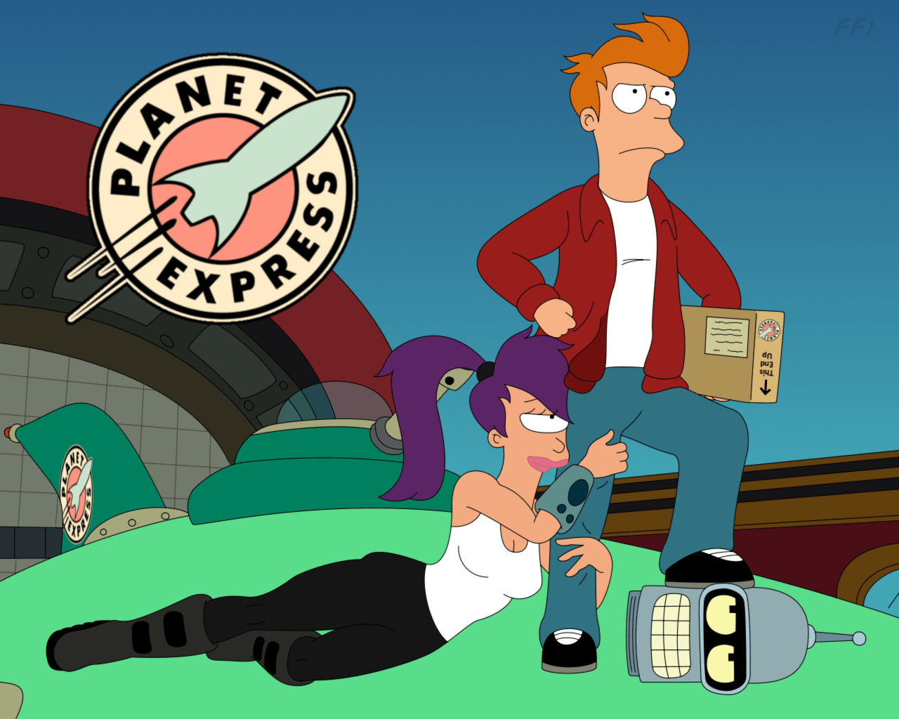 Futurama Bender Fry Turanga Leela Cartoon Background for HTC One