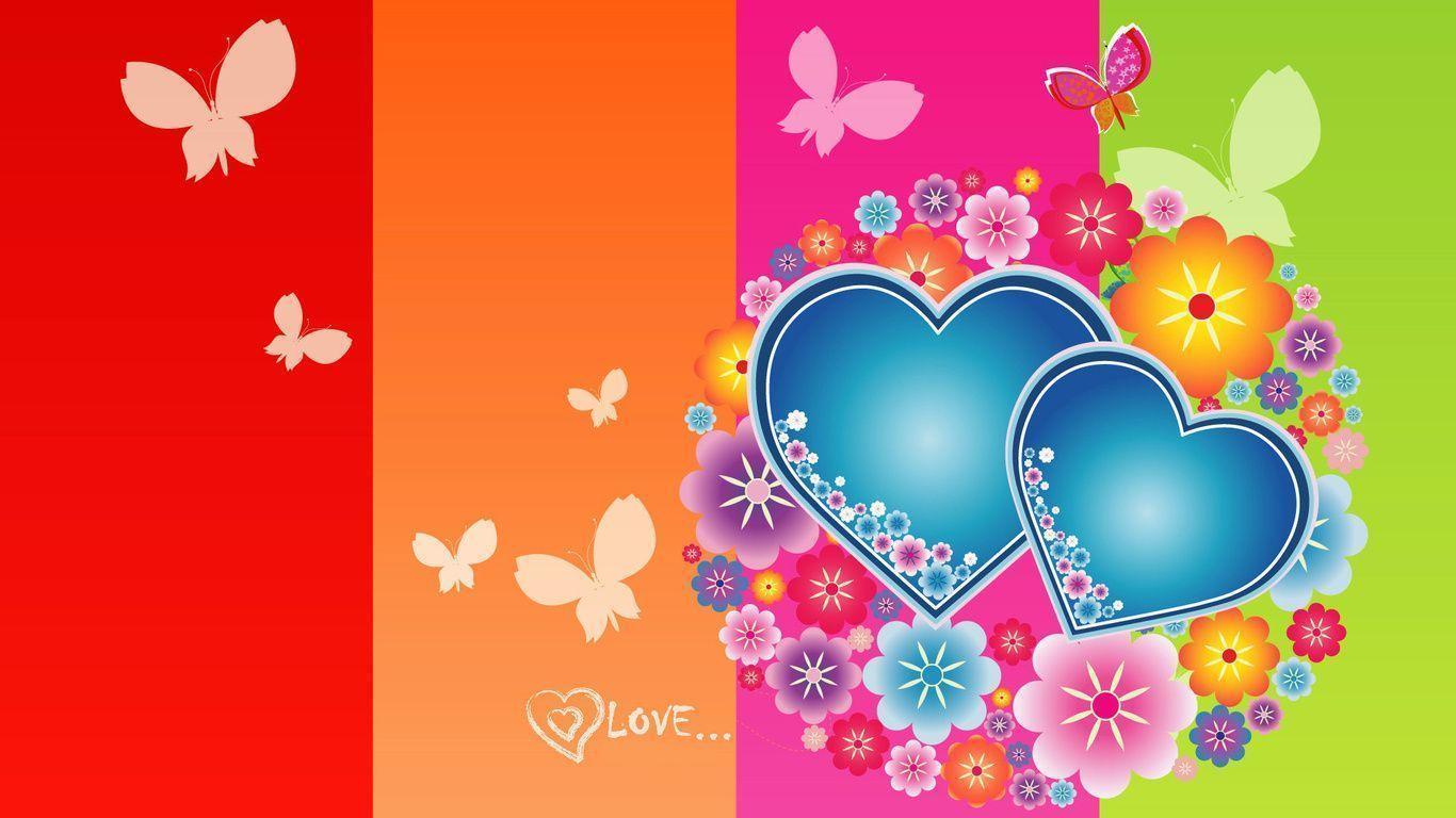Flowers And Butterflies And Hearts. Free Download Clip Art. Free