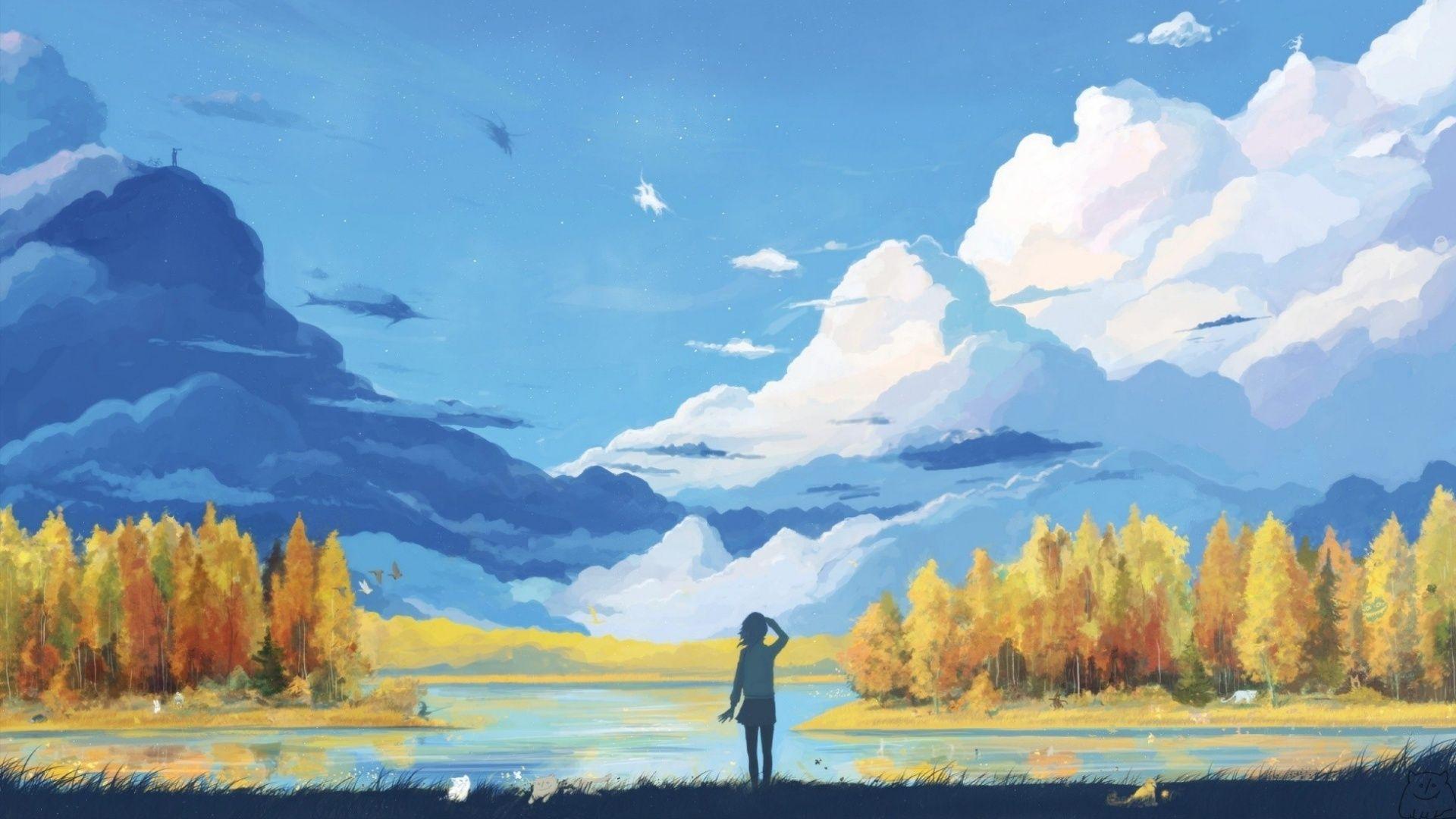 anime landscape wallpaper HD download desktop wallpaper HD image