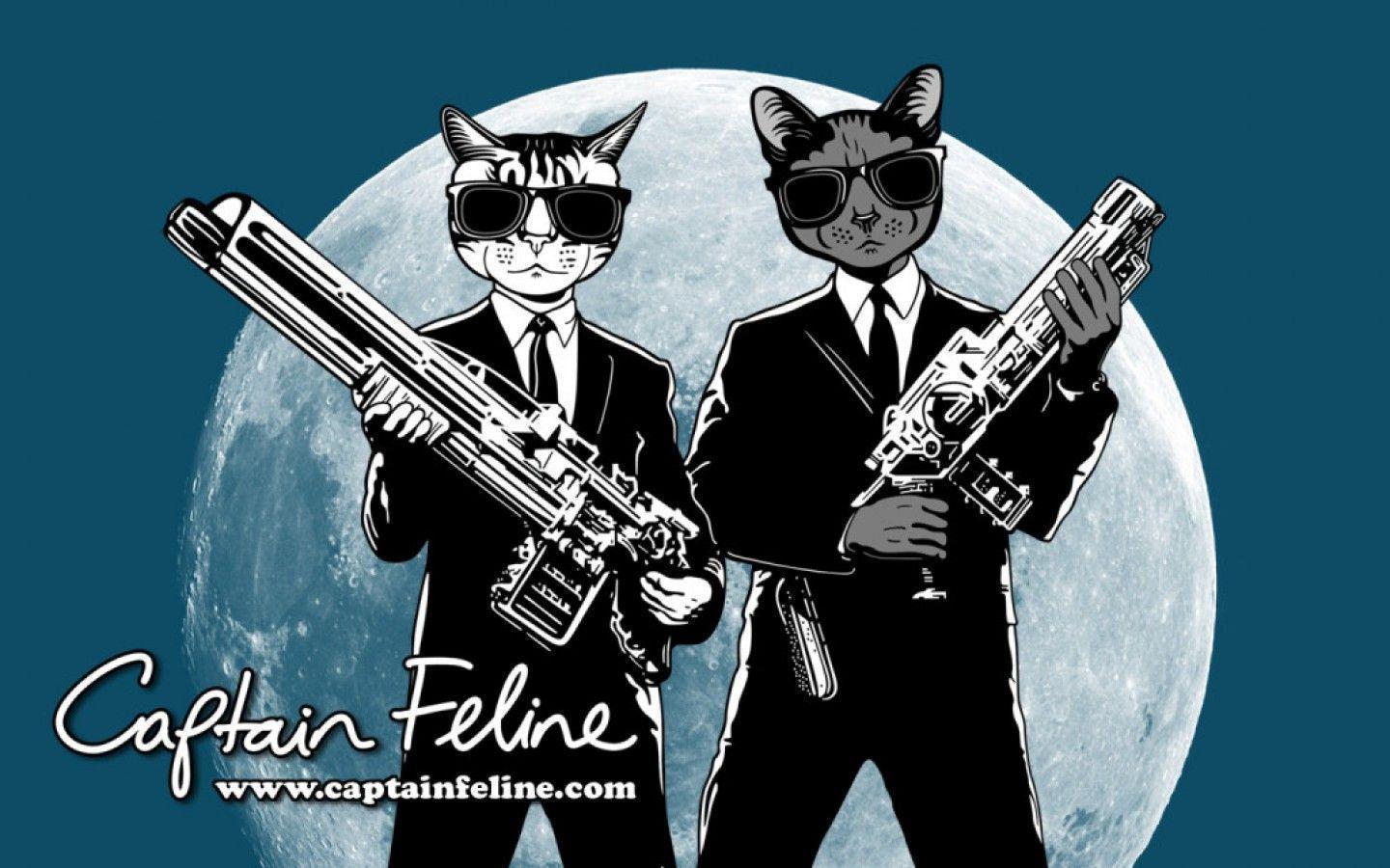 Cats In Black Desktop and iPhone Wallpaper. Captain Feline T